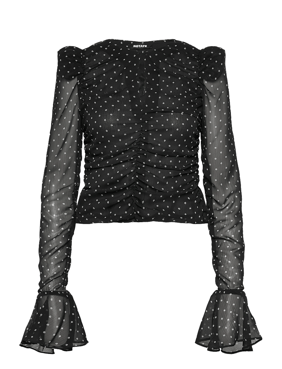 ROTATE - CHIFFON RUCHED LS TOP - langärmlige blusen - 1000 black comb. - 0