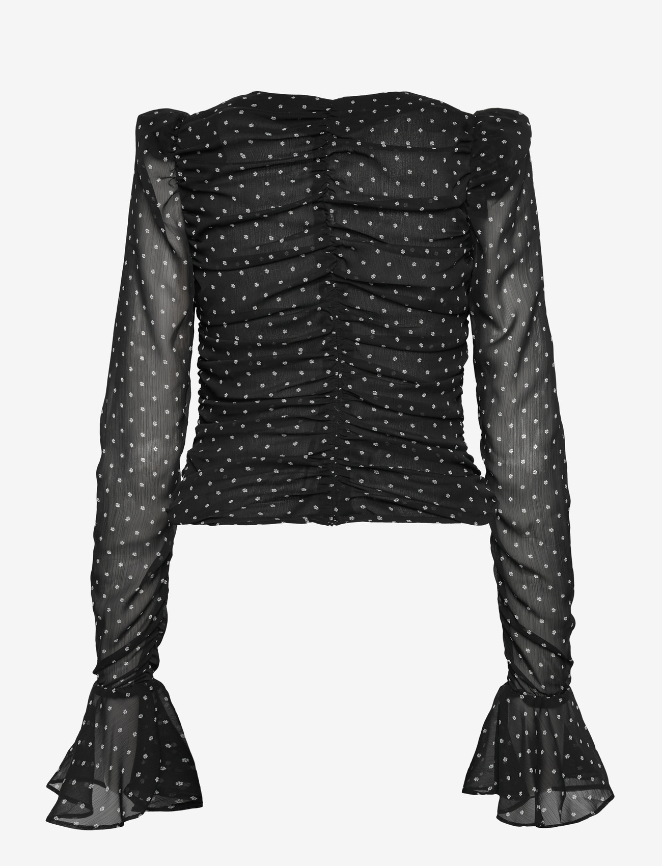 ROTATE - CHIFFON RUCHED LS TOP - langærmede bluser - 1000 black comb. - 1