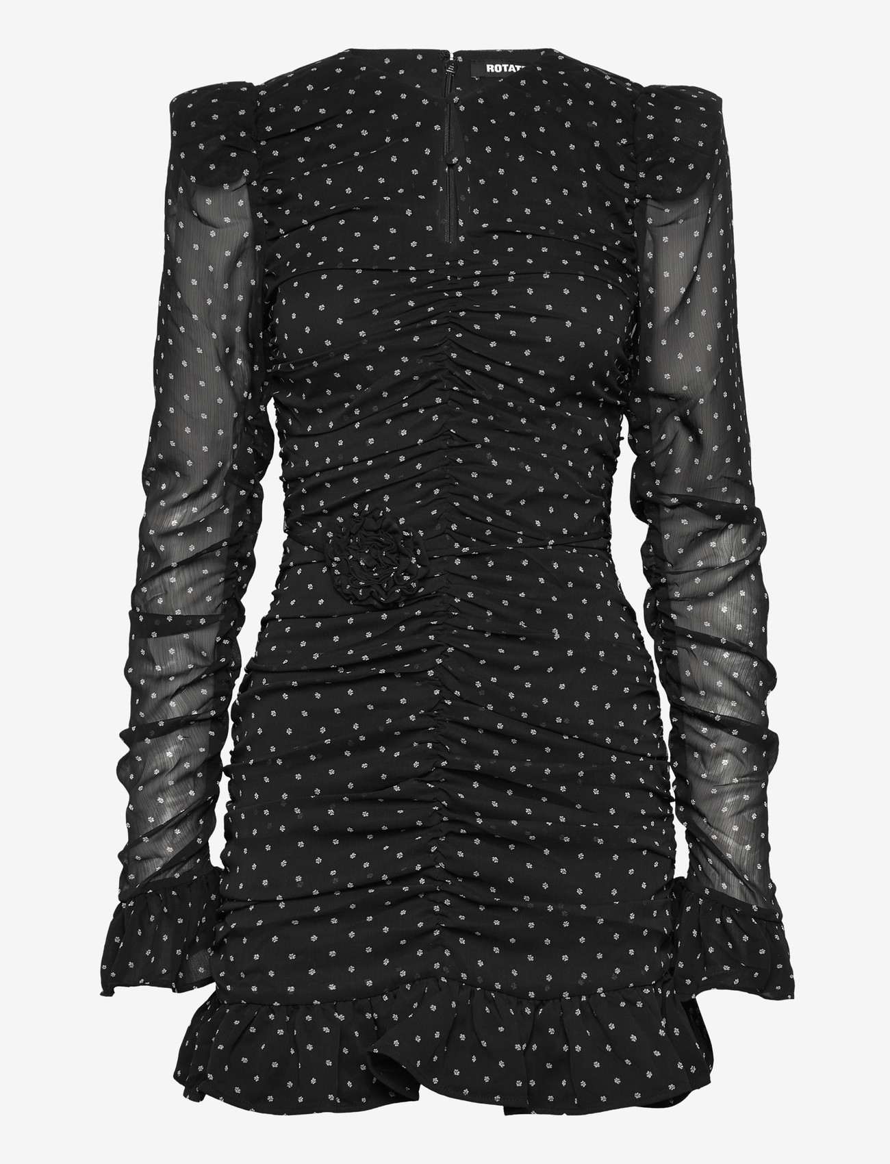 ROTATE Birger Christensen - PRINTED LONG-SLEEVE DRESS - cocktailkleider - 1000 black comb. - 0
