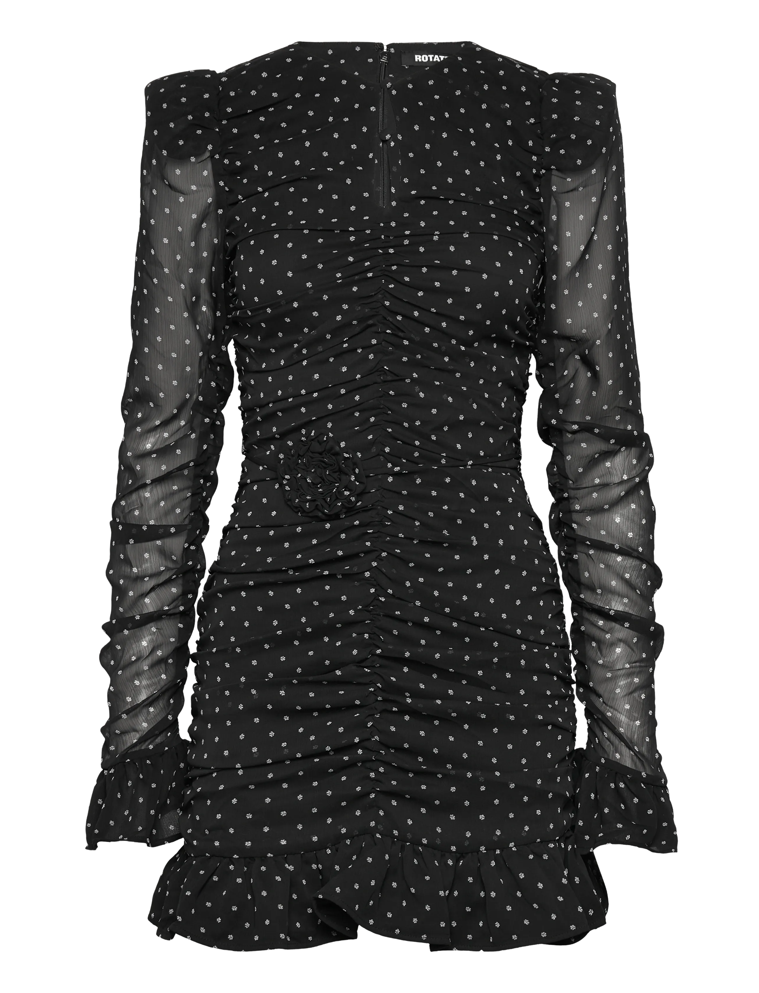 ROTATE Birger Christensen PRINTED LONG-SLEEVE DRESS - Kollektsioonid - 1000 BLACK COMB. / black