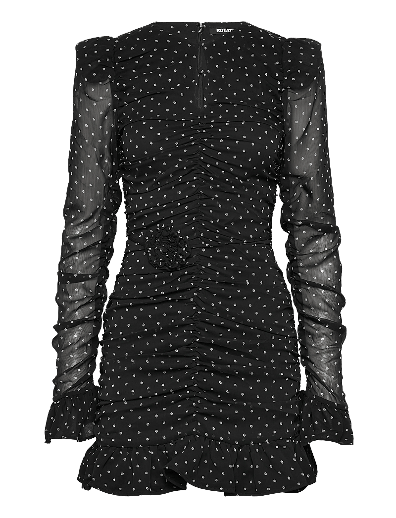 ROTATE Birger Christensen - PRINTED LONG-SLEEVE DRESS - cocktailkleider - 1000 black comb. - 0