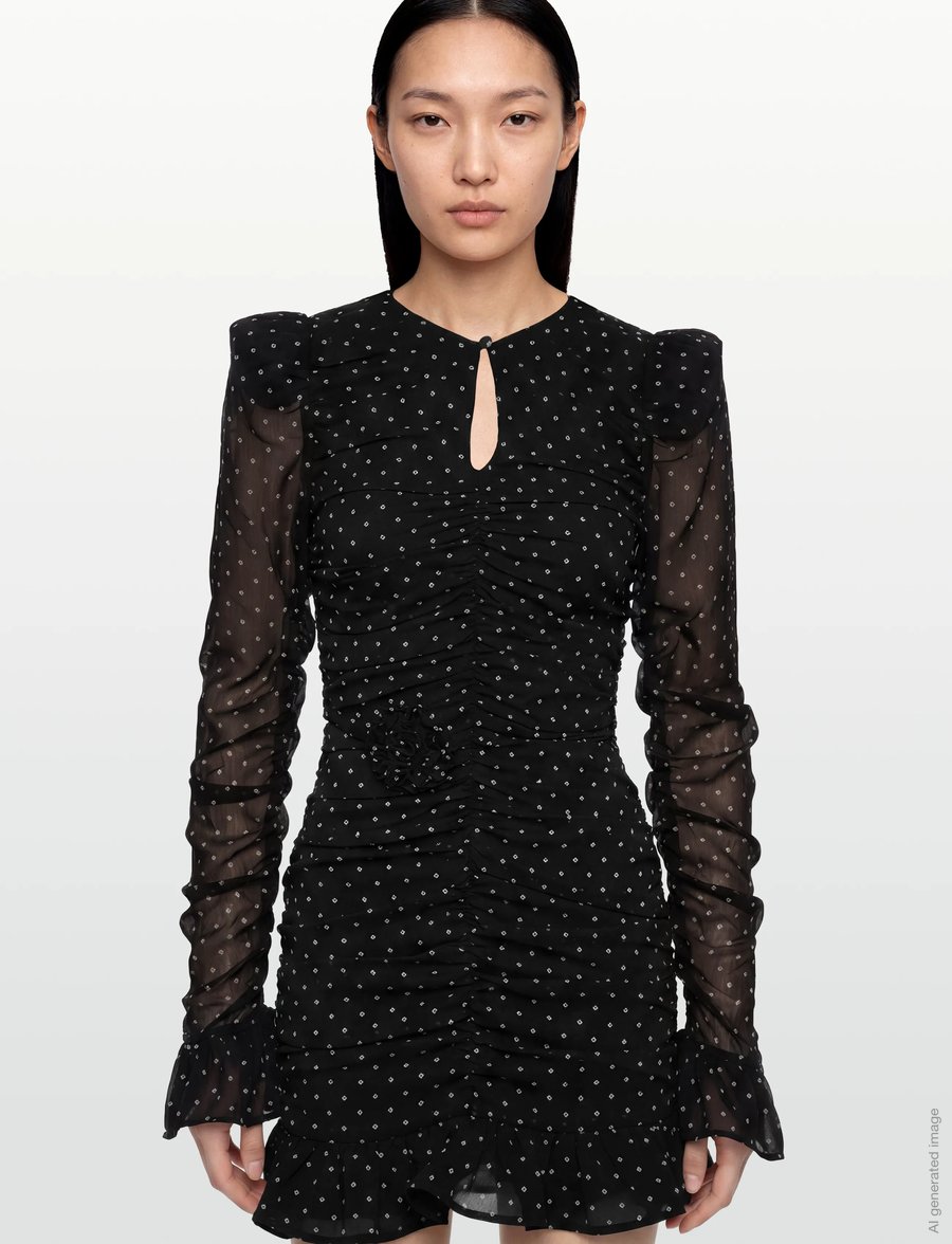 ROTATE - PRINTED LONG-SLEEVE DRESS - cocktailkleider - 1000 black comb. - 3