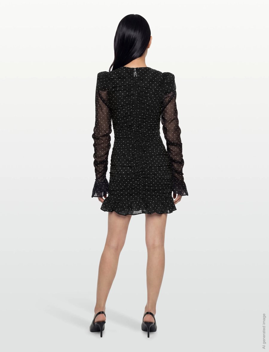 ROTATE - PRINTED LONG-SLEEVE DRESS - cocktailkleider - 1000 black comb. - 4