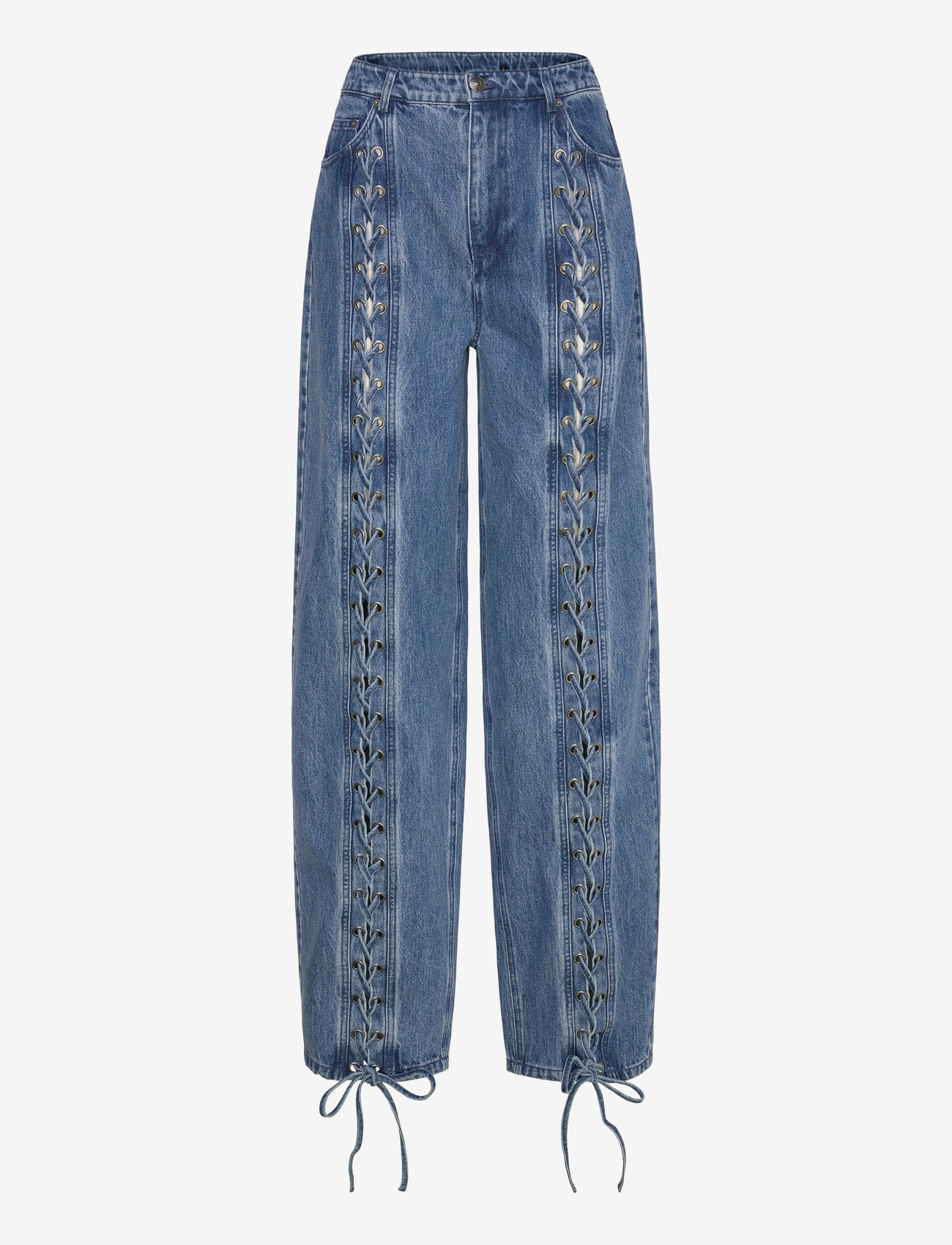 ROTATE Birger Christensen - DENIM LACED LEG PANTS - straight jeans - vintage blue, denim - 0