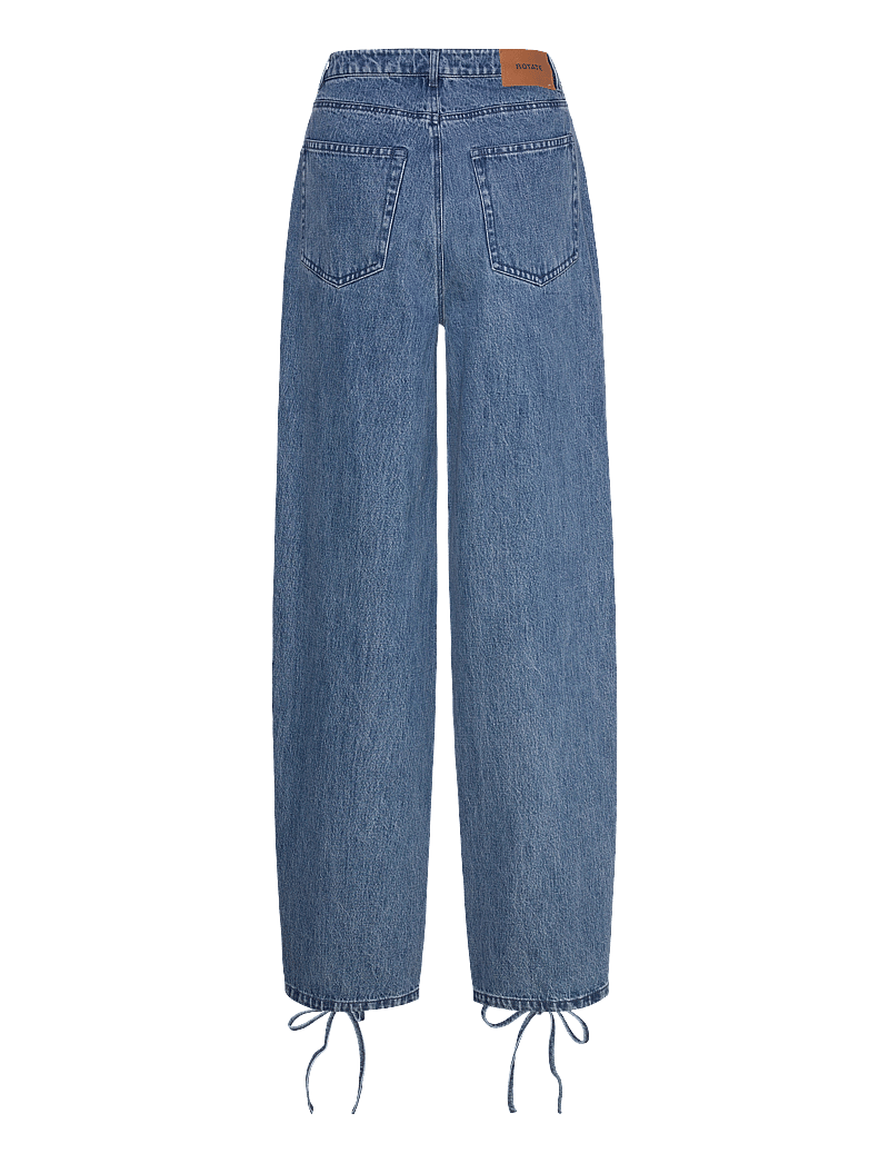 ROTATE Birger Christensen - DENIM LACED LEG PANTS - straight jeans - vintage blue, denim - 1
