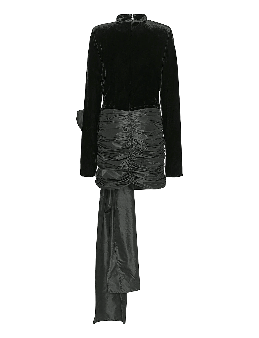 ROTATE - VELVET BOW MINI DRESS - cocktailkjoler - black - 2