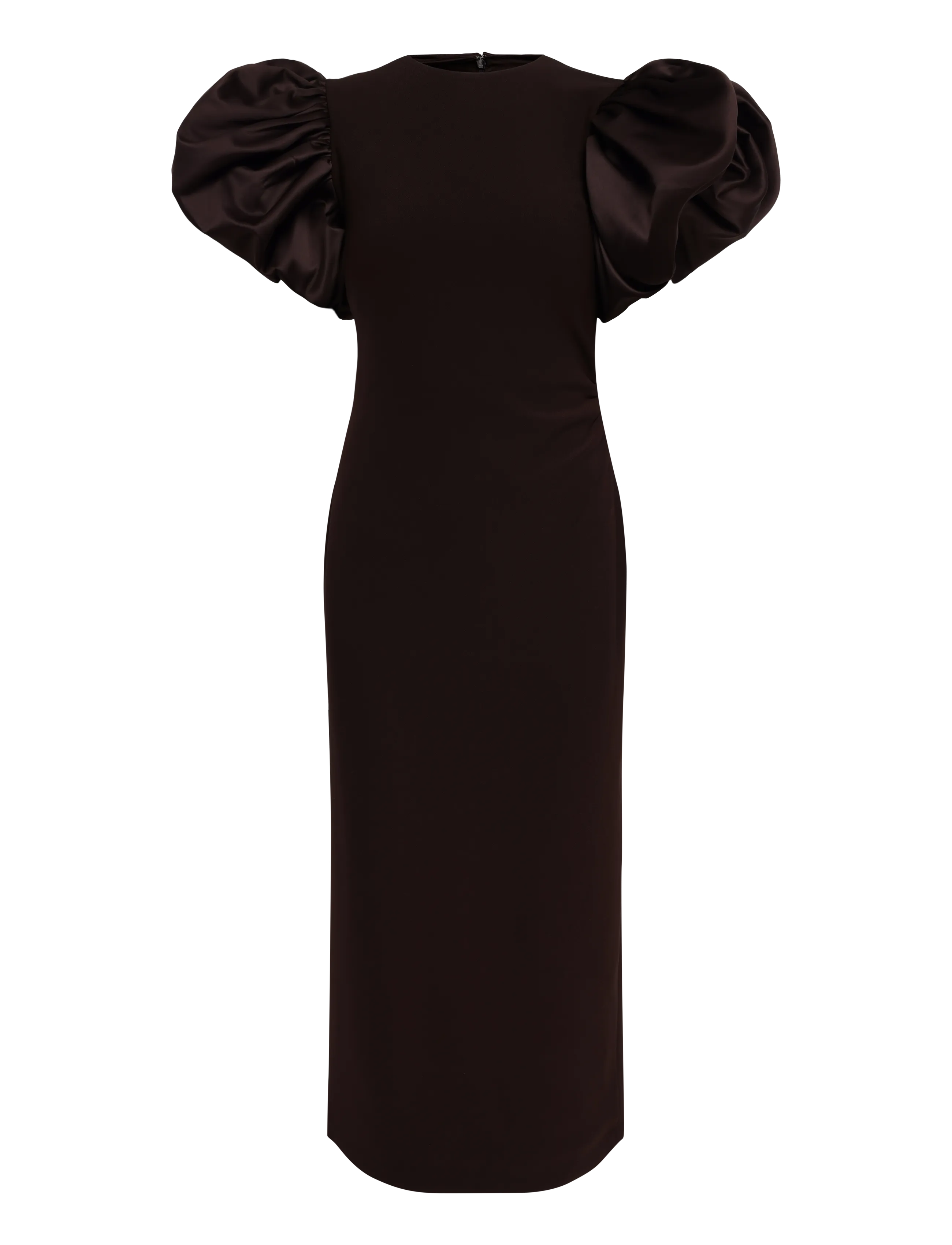 ROTATE DRAPED MIDI PUFF DRESS - Kontorskläder - MOLÉ / brown
