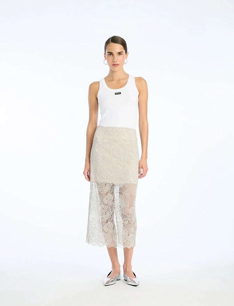 ROTATE - RUFFLE HEM TANK TOP - sleeveless tops - bright white - 0