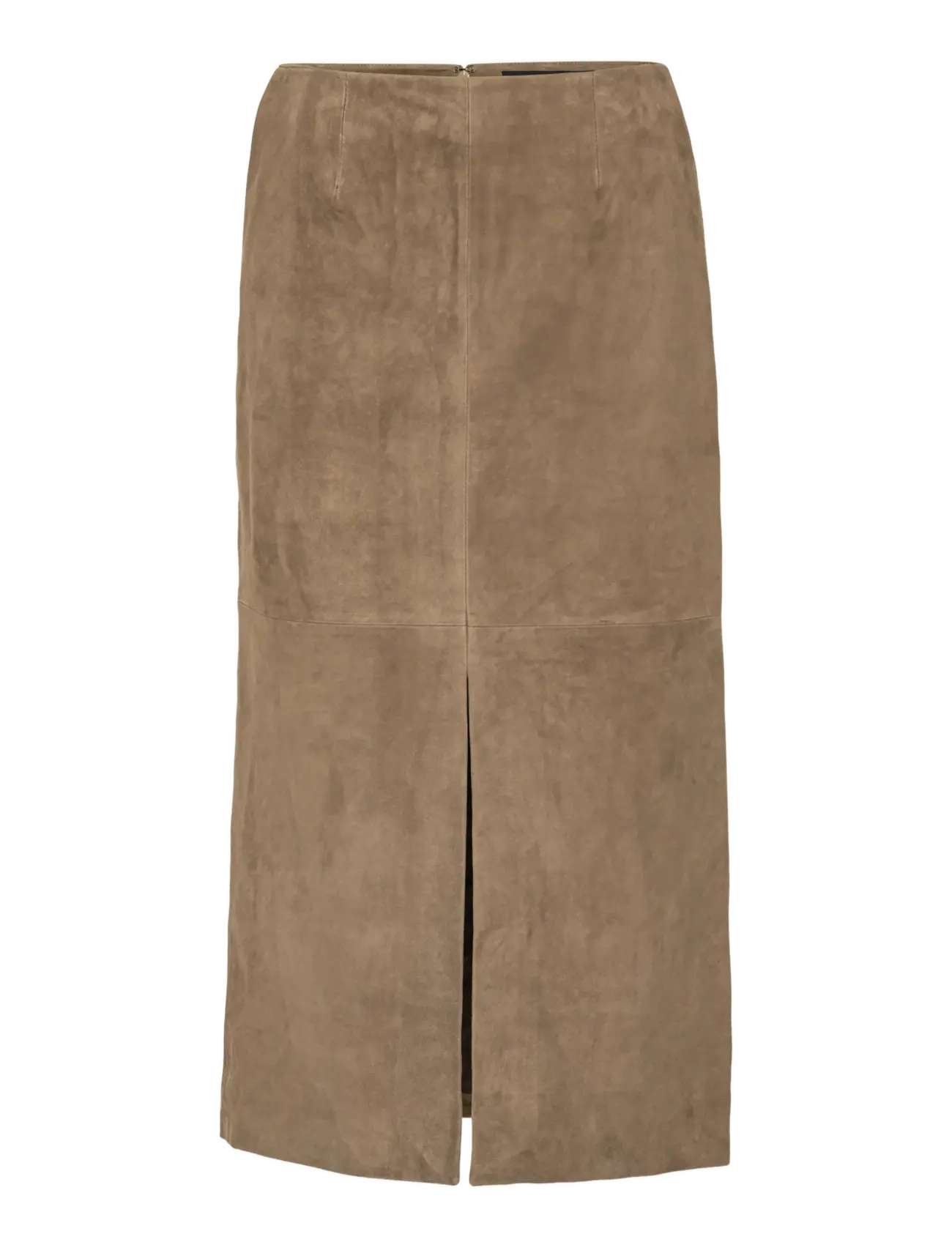 SUEDE MIDI PENCIL SKIRT - MOREL