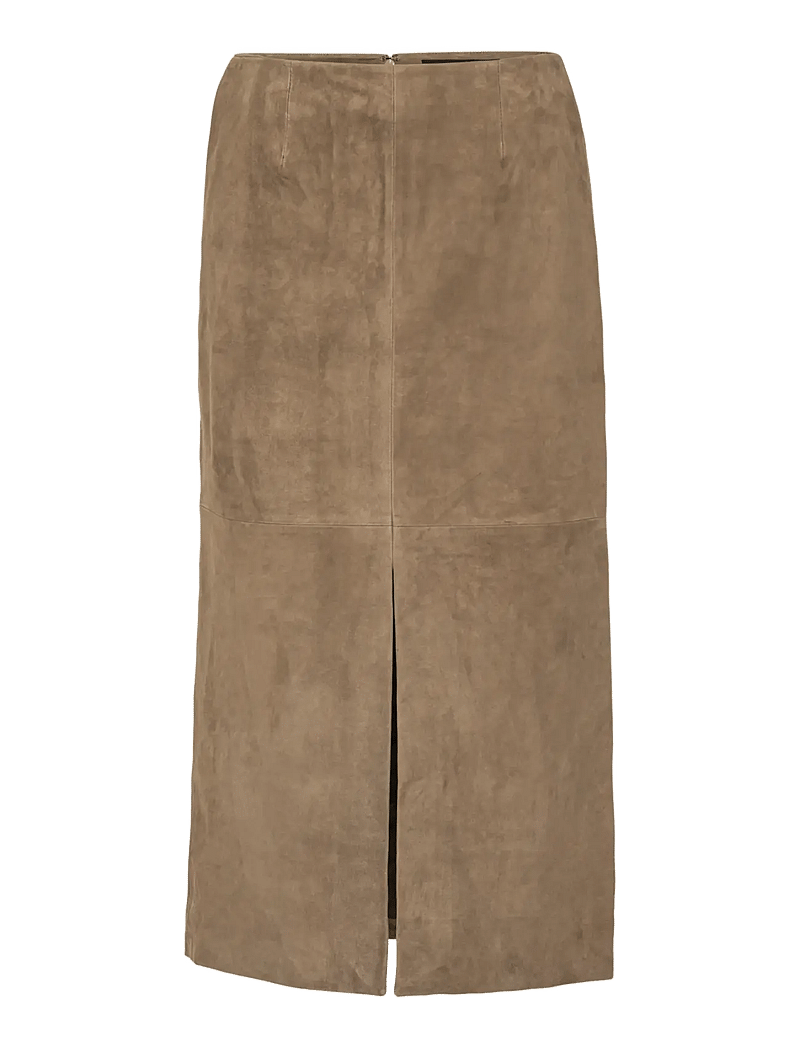 ROTATE Birger Christensen - SUEDE MIDI PENCIL SKIRT - leather skirts - morel - 1