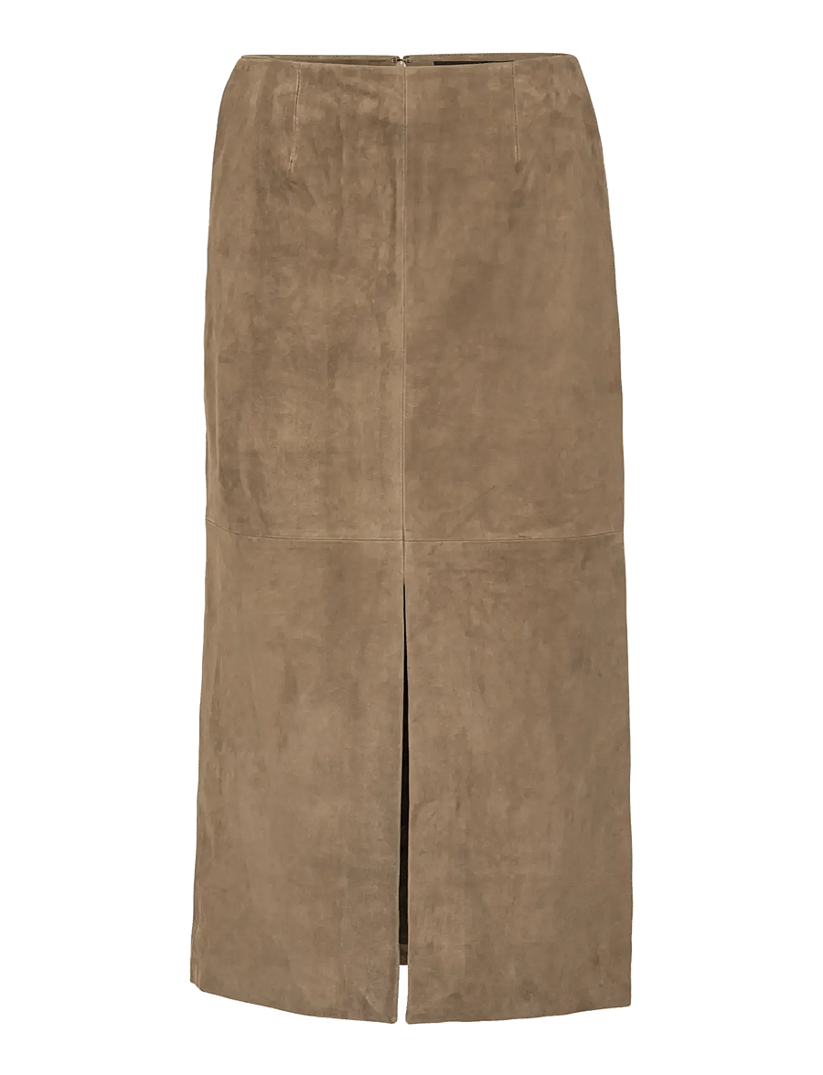 ROTATE - SUEDE MIDI PENCIL SKIRT - midinederdele - morel - 1