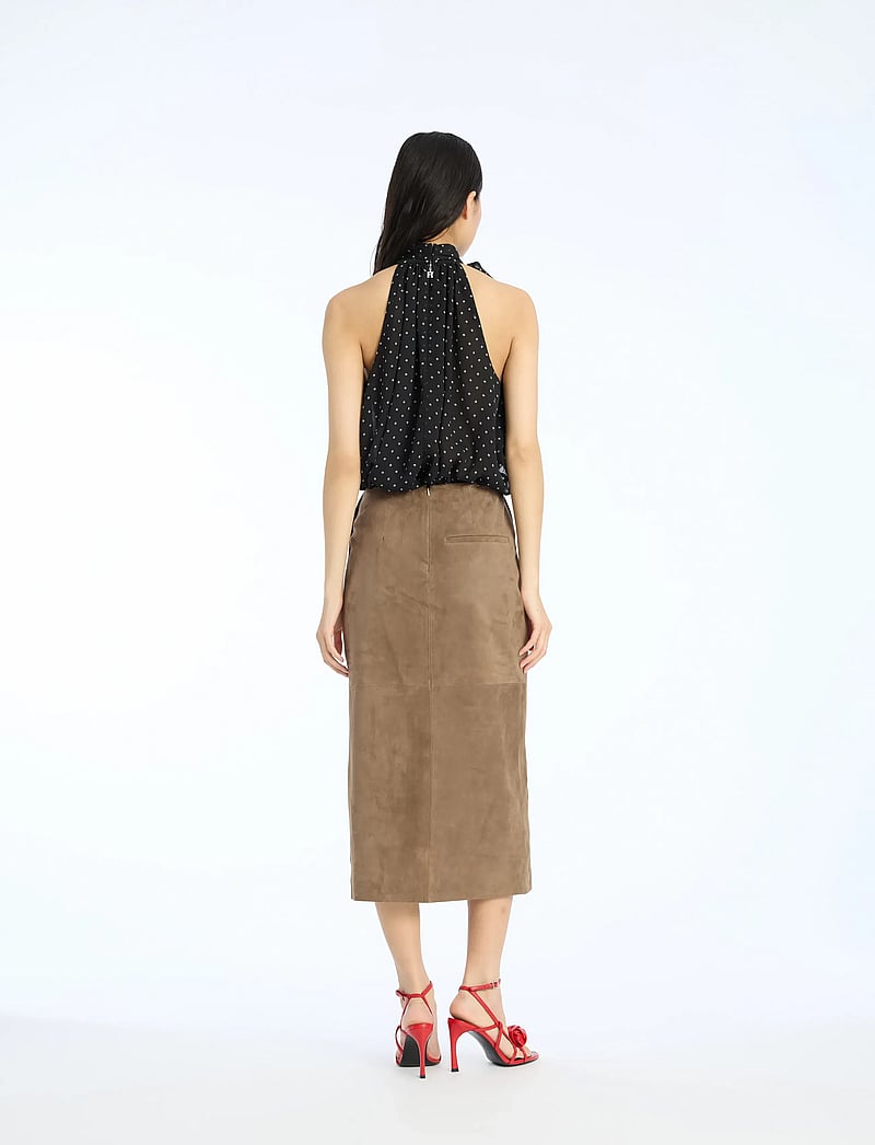 ROTATE Birger Christensen - SUEDE MIDI PENCIL SKIRT - leather skirts - morel - 3