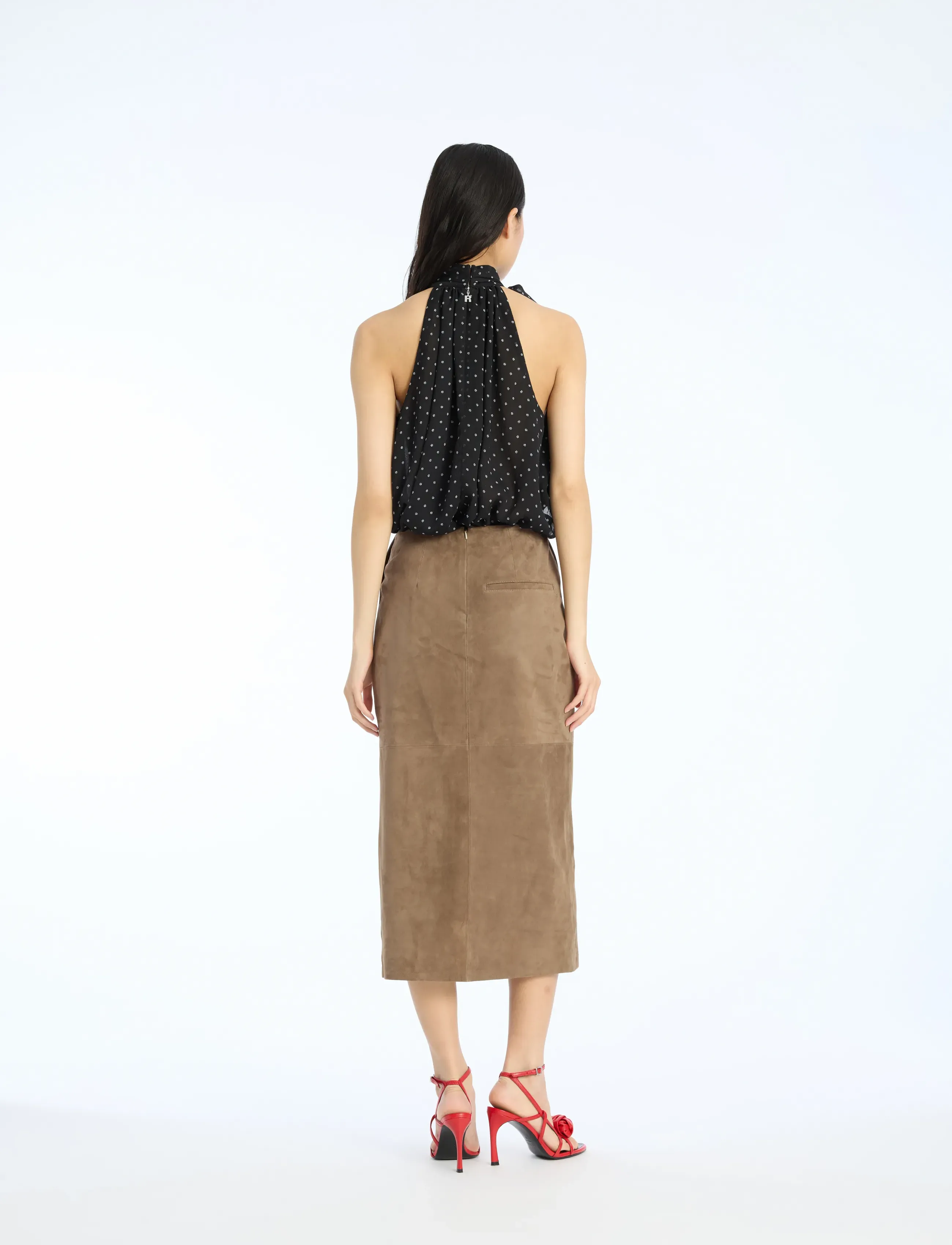 ROTATE - SUEDE MIDI PENCIL SKIRT - midinederdele - morel - 3