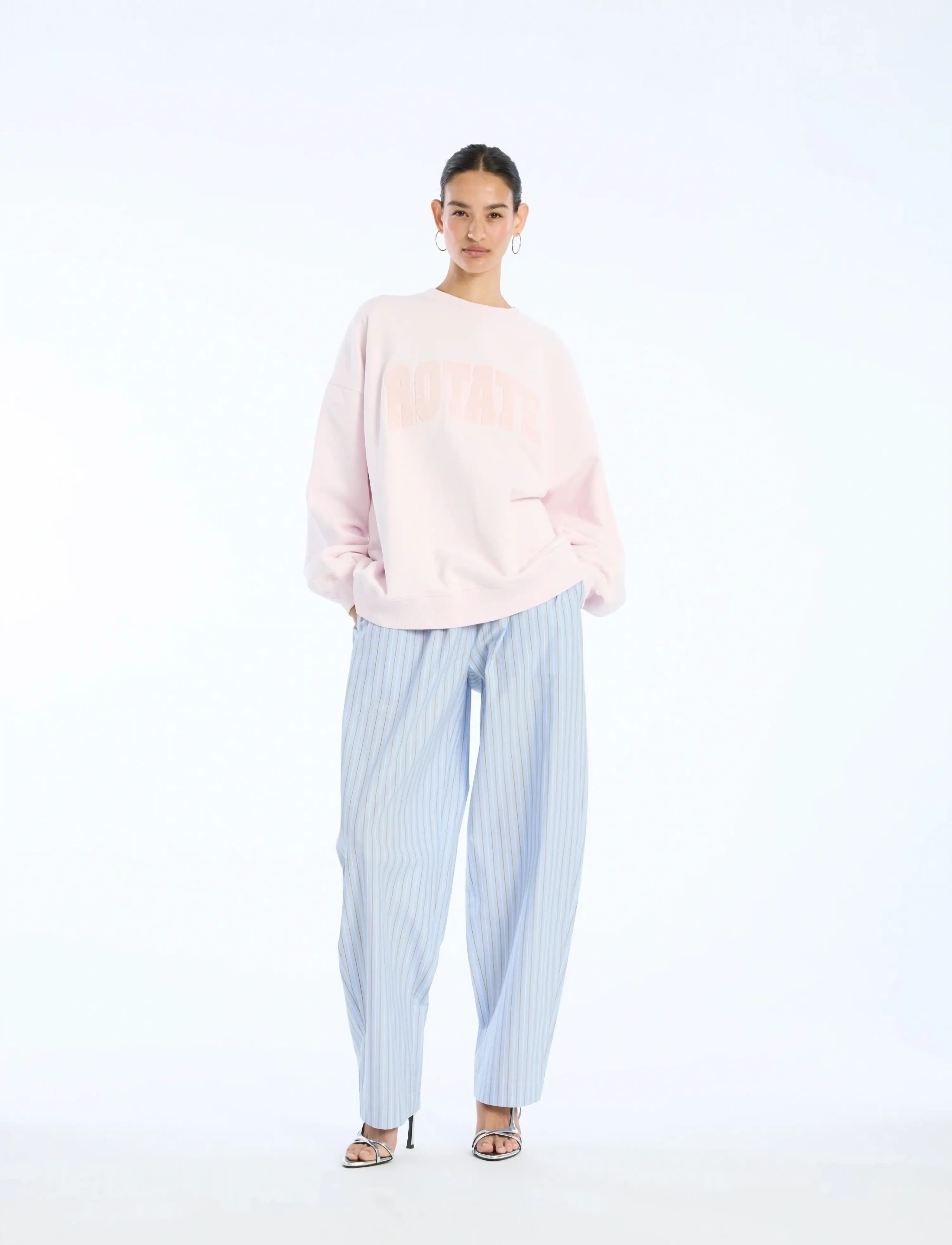 ROTATE Birger Christensen POPLIN TAPERED PANTS - Byxor - HYDRANGEA (BLUE) COMB. / blue