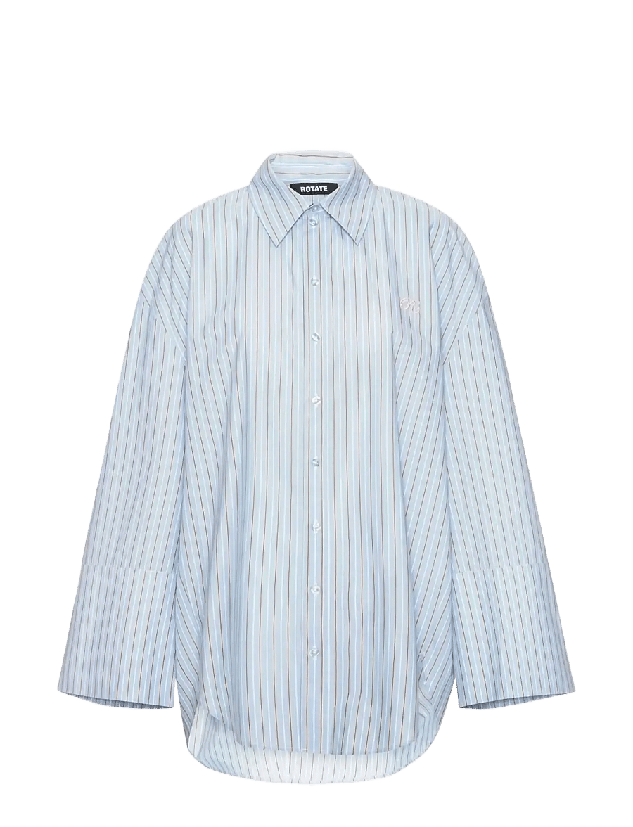 ROTATE - POPLIN OVERSIZED SHIRT - long-sleeved shirts - hydrangea (blue) comb. - 1