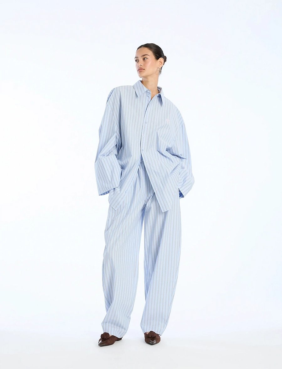 ROTATE - POPLIN OVERSIZED SHIRT - long-sleeved shirts - hydrangea (blue) comb. - 0