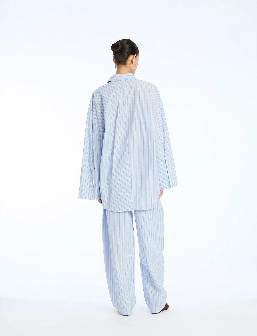 ROTATE - POPLIN OVERSIZED SHIRT - long-sleeved shirts - hydrangea (blue) comb. - 3