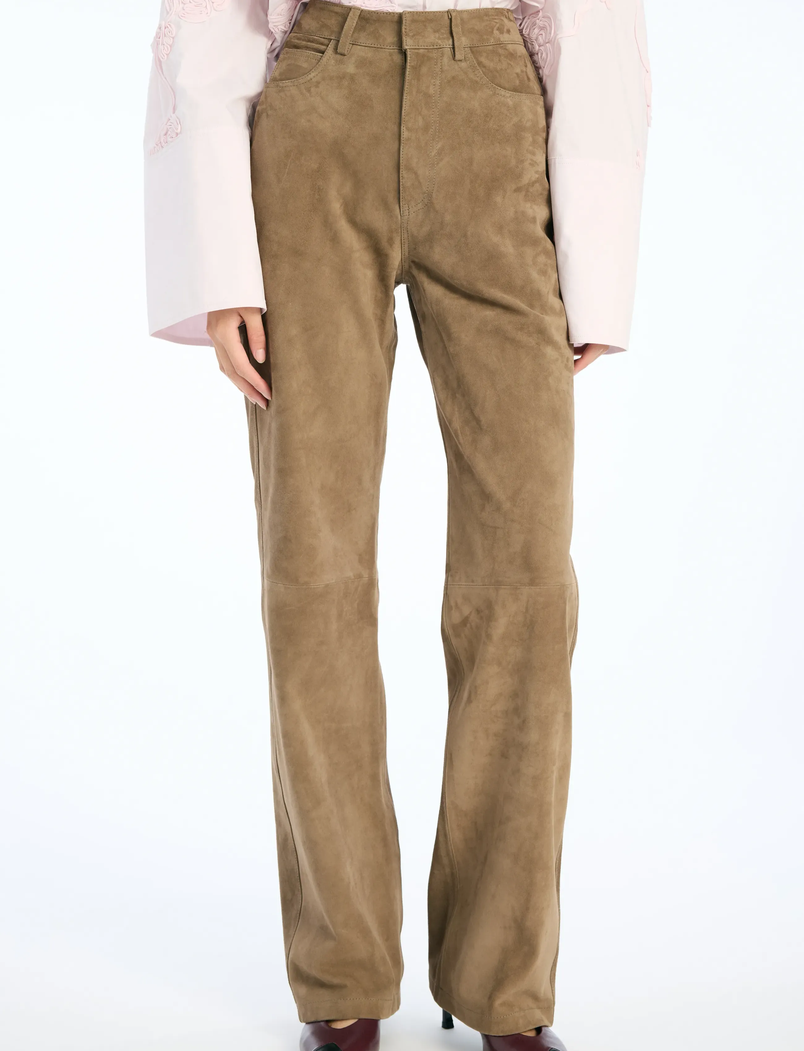 ROTATE - STRAIGHT SUEDE PANTS - morel - 3