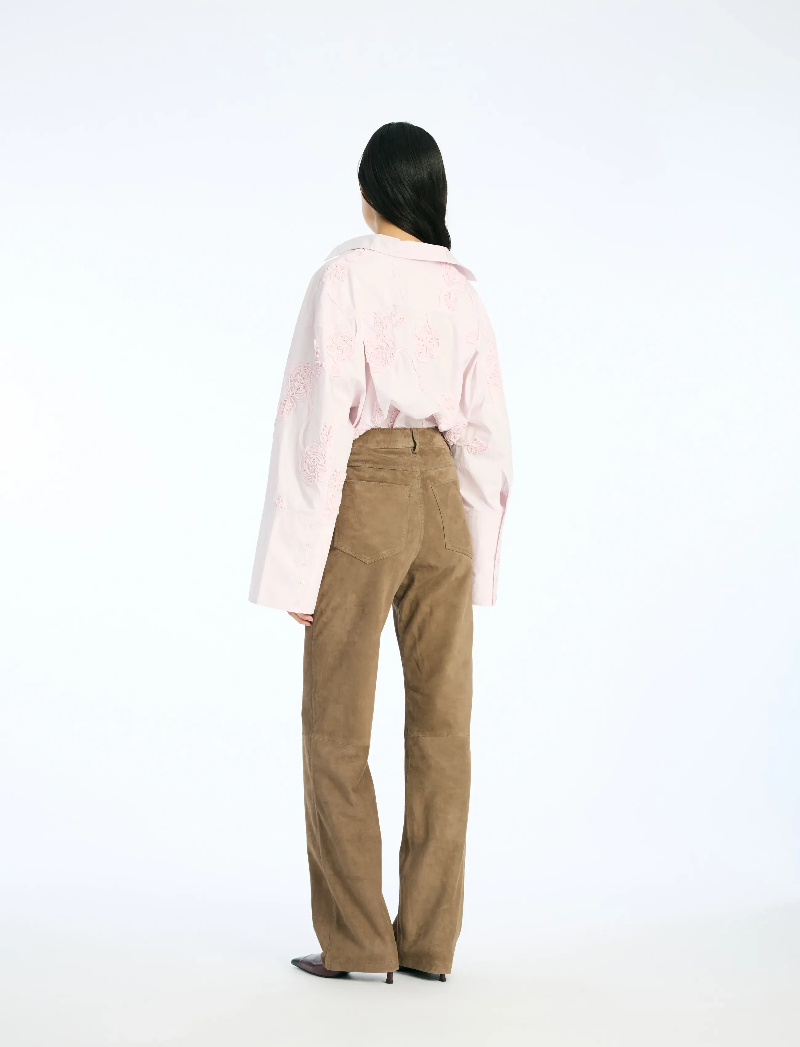 ROTATE - STRAIGHT SUEDE PANTS - morel - 4