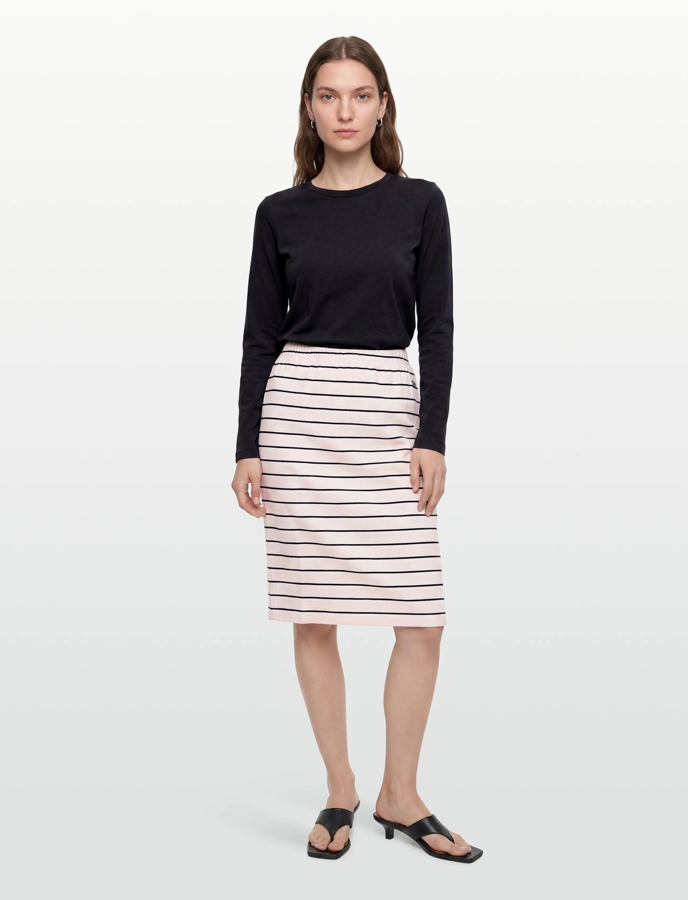 ROTATE Jersey Midi Skirt - Midi skirts - ORCHID ICE COMB. / white