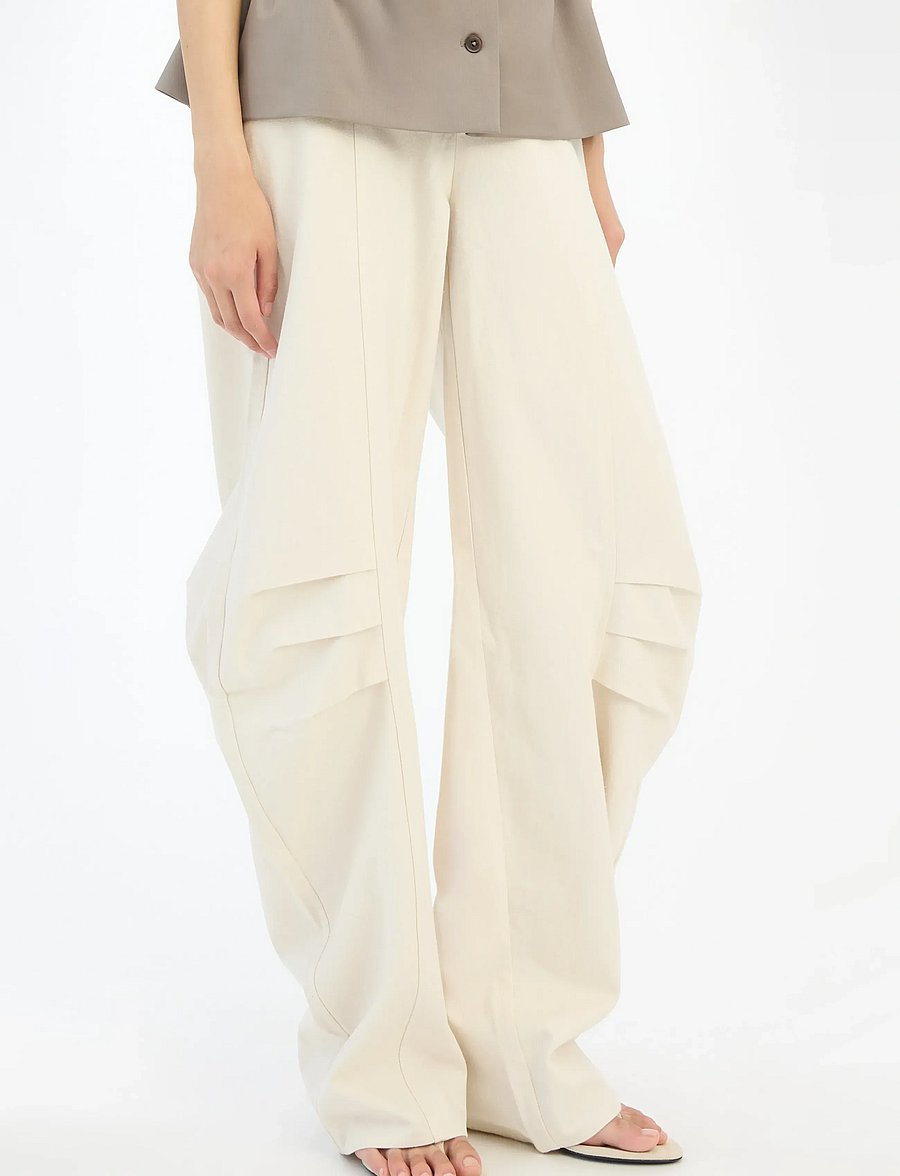 ROTATE - LINEN SUITING PANTS - barrel trousers - pumice stone - 3