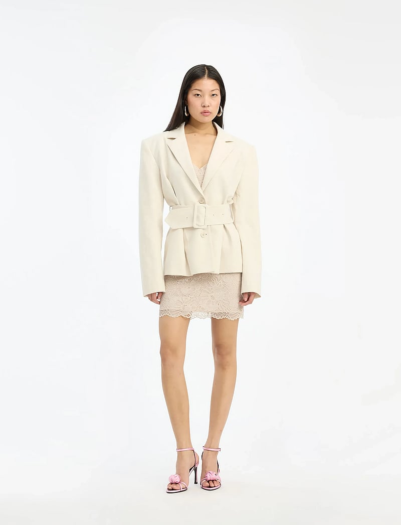 ROTATE Birger Christensen - LINEN SUITING BLAZER - blazers avec ceinture - pumice stone - 0