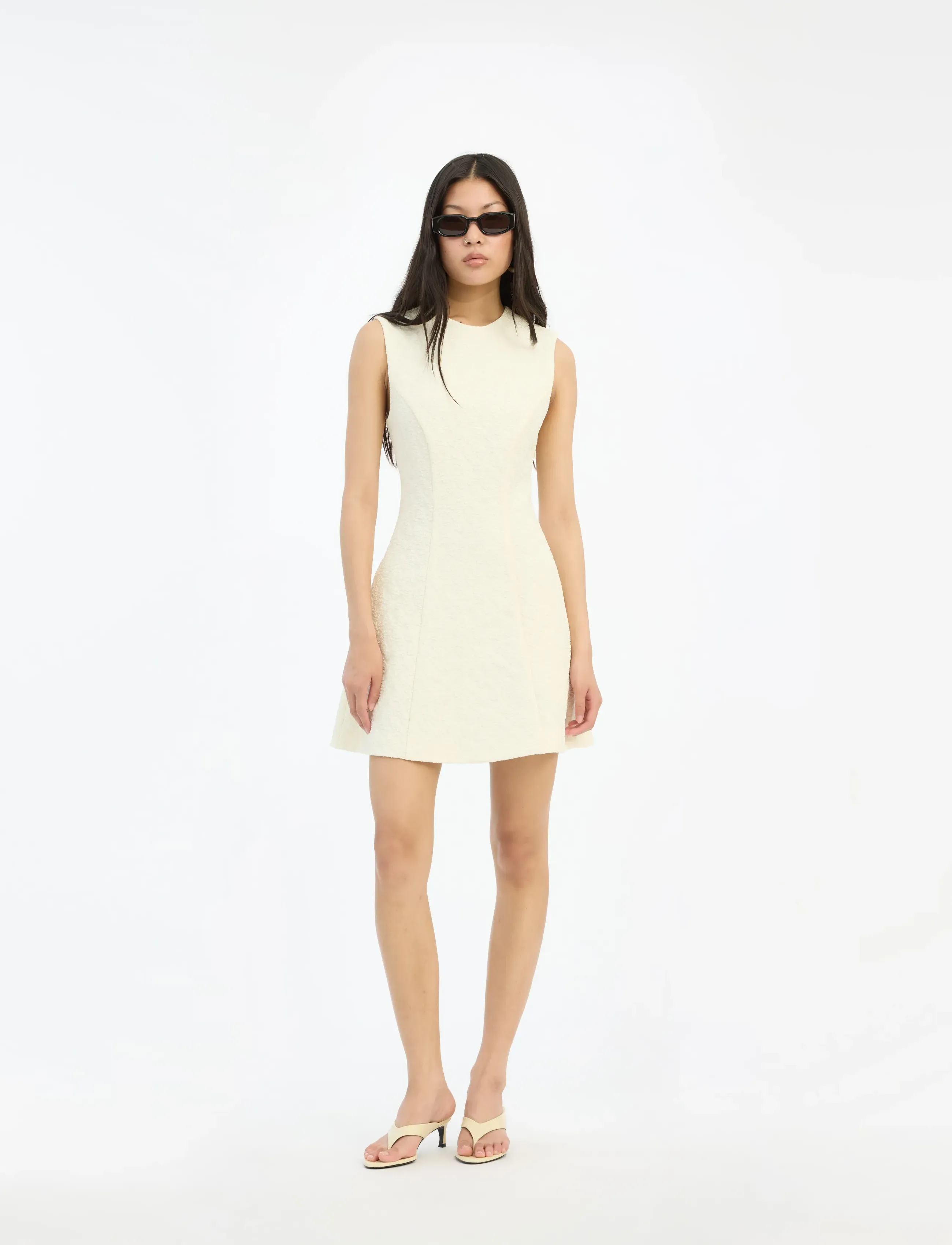ROTATE Jacquard Mini Dress, 34, Cream, Designere > Korte Kjoler, Dame