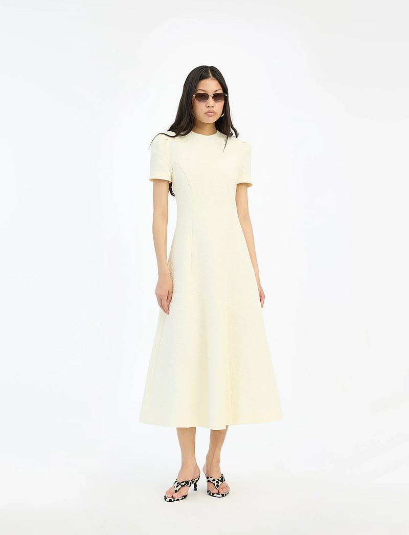 ROTATE Birger Christensen - JACQUARD FLARED DRESS - midi dresses - winter white - 0