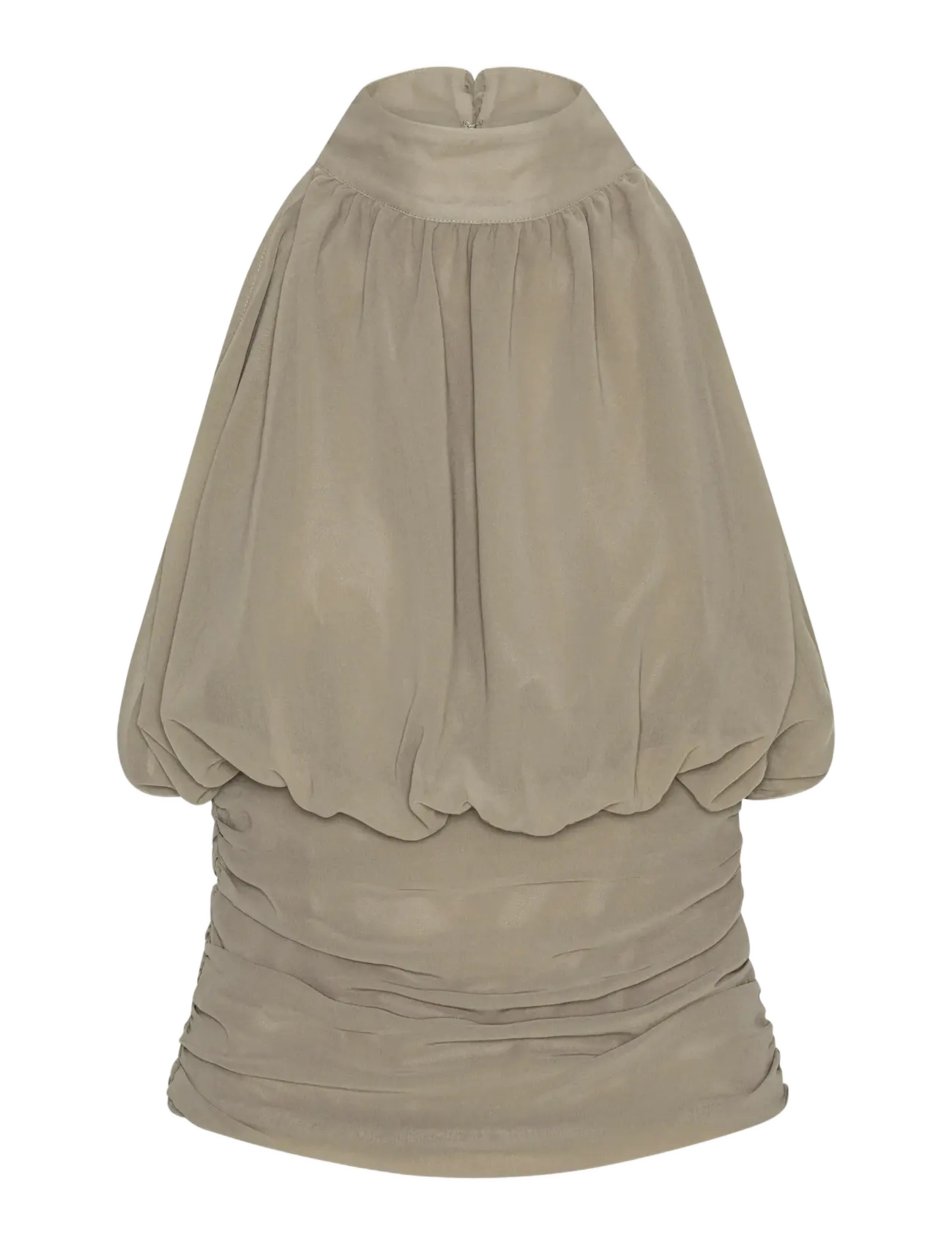 ROTATE Birger Christensen CHIFFON RUCHED TOP - Uus - DRIFTWOOD / khaki/green