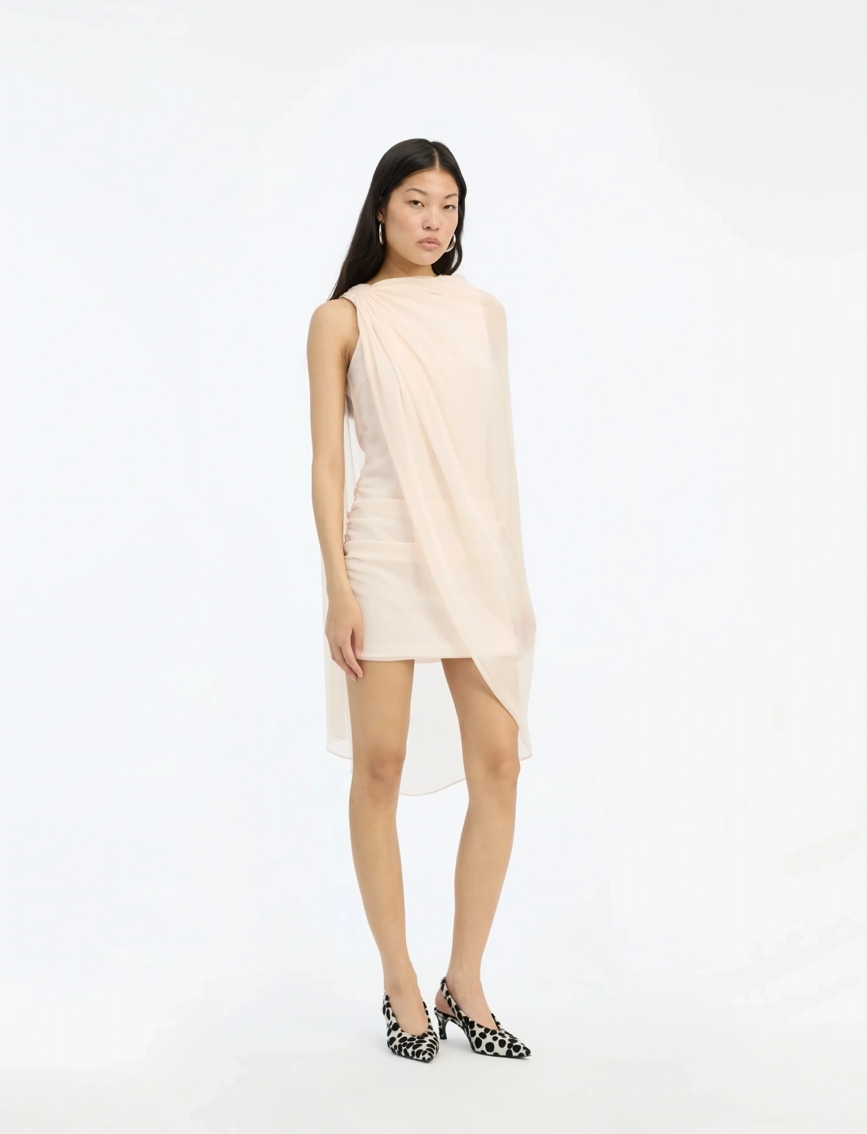 ROTATE Chiffon Mini Cape Dress, 40, Designer, Creme - Short Frauen