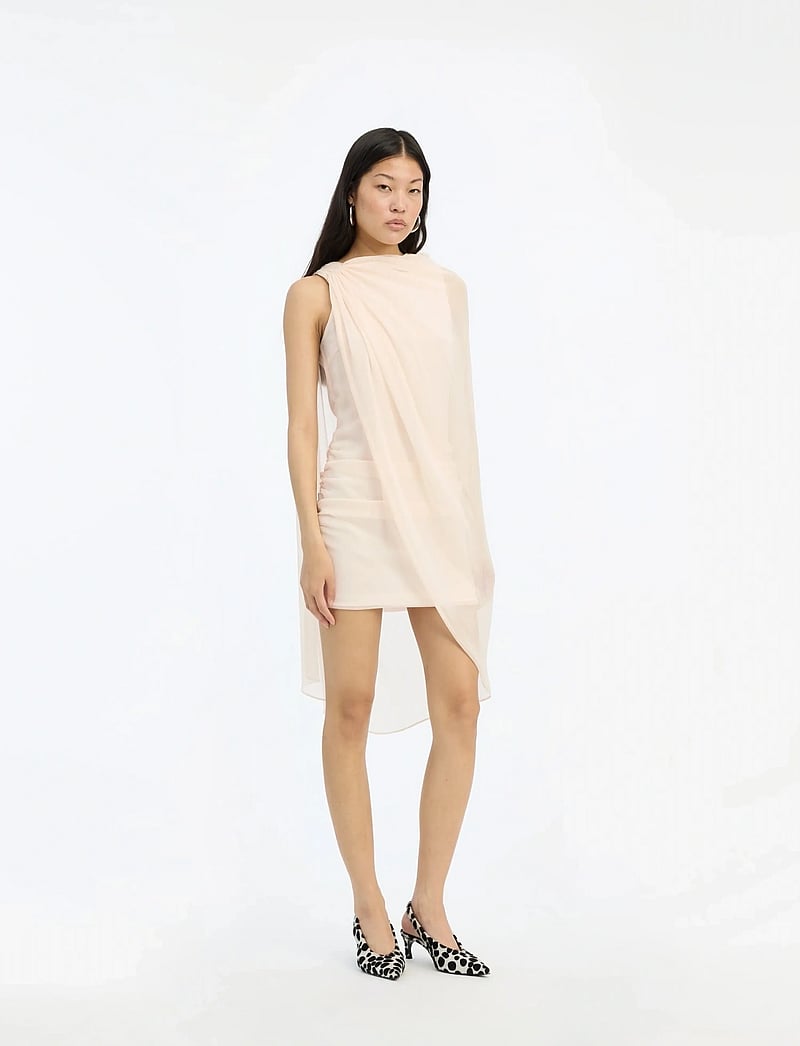 ROTATE Birger Christensen - CHIFFON MINI CAPE DRESS - festklänningar - vanilla cream - 0