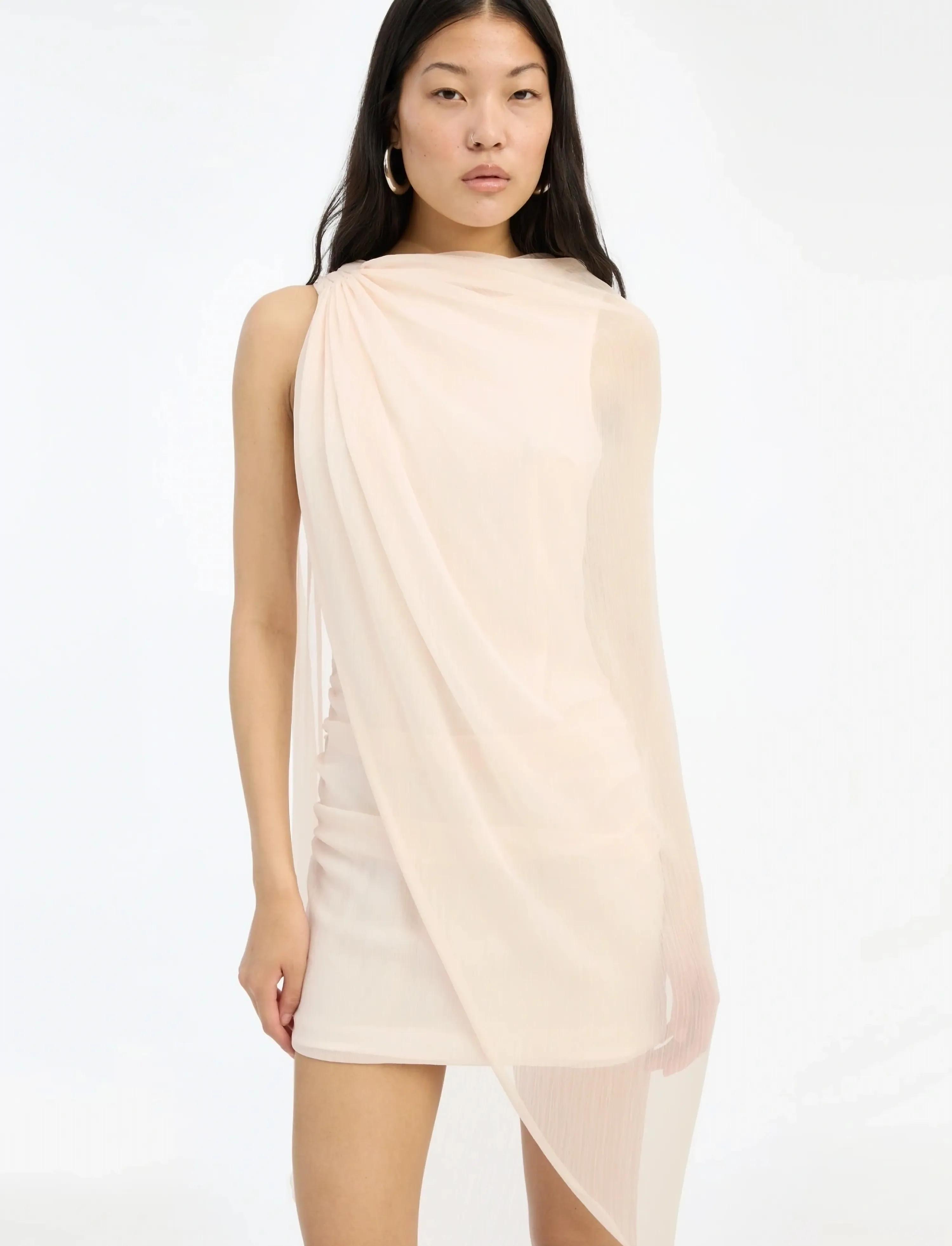 ROTATE - CHIFFON MINI CAPE DRESS - party dresses - vanilla cream - 3