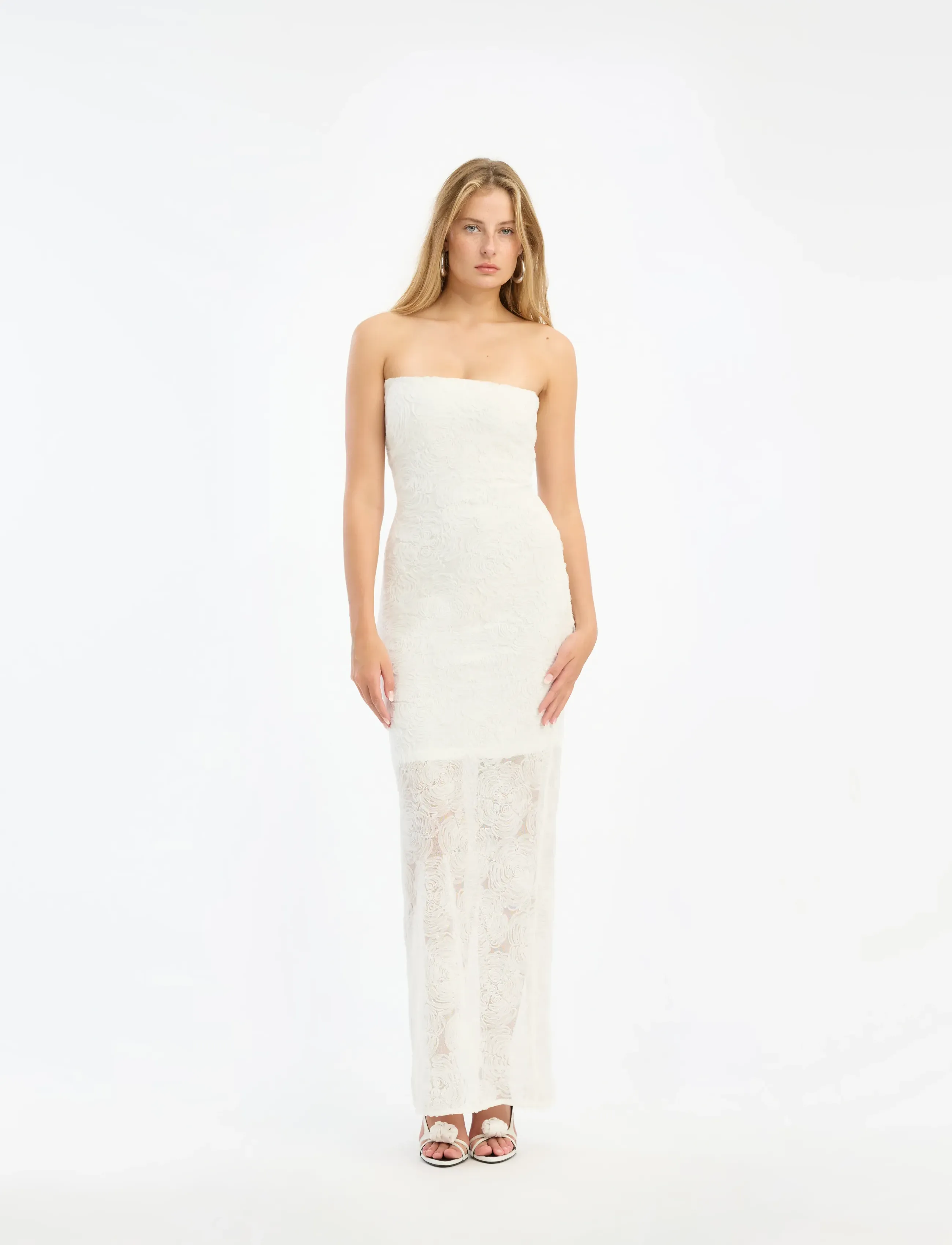 ROTATE Birger Christensen MESH TUBE DRESS - Maxikleider - EGRET / white