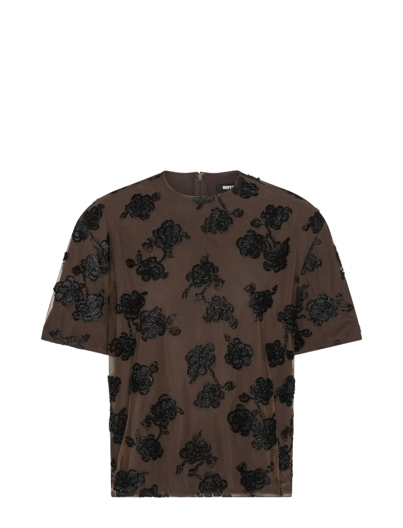 ROTATE Birger Christensen BEADED OVERSIZED TOP - Uus - MOLÉ COMB. / brown