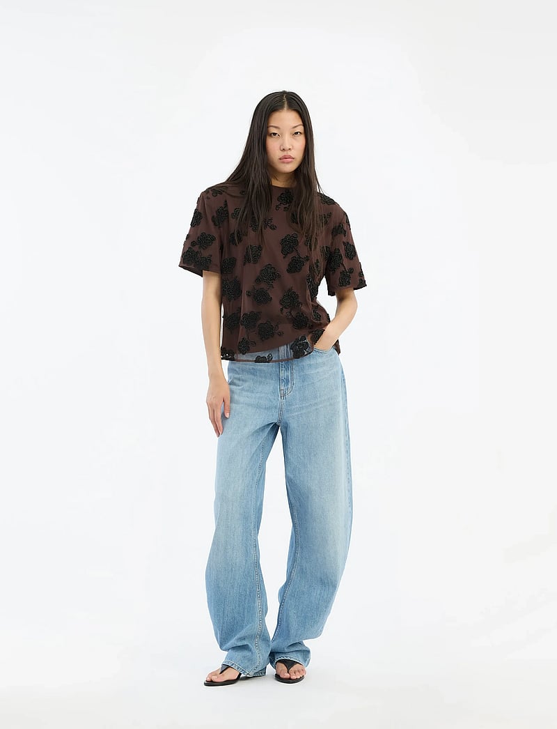 ROTATE Birger Christensen - BEADED OVERSIZED TOP - t-särgid - molÉ comb. - 0