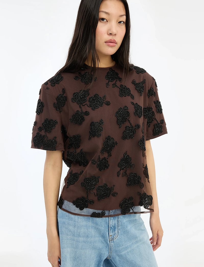 ROTATE Birger Christensen - BEADED OVERSIZED TOP - t-särgid - molÉ comb. - 3