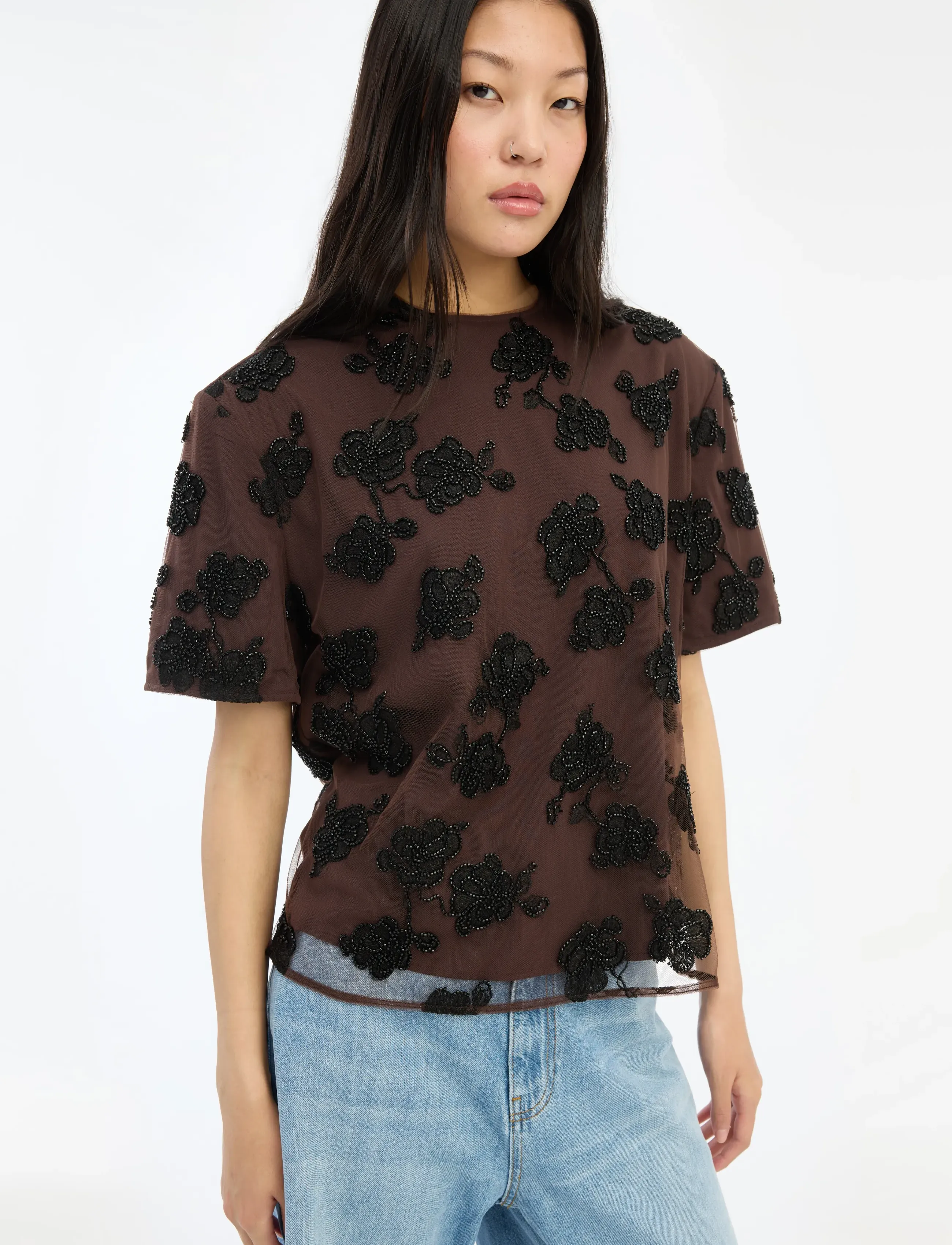 ROTATE - BEADED OVERSIZED TOP - marškinėliai - molÉ comb. - 3