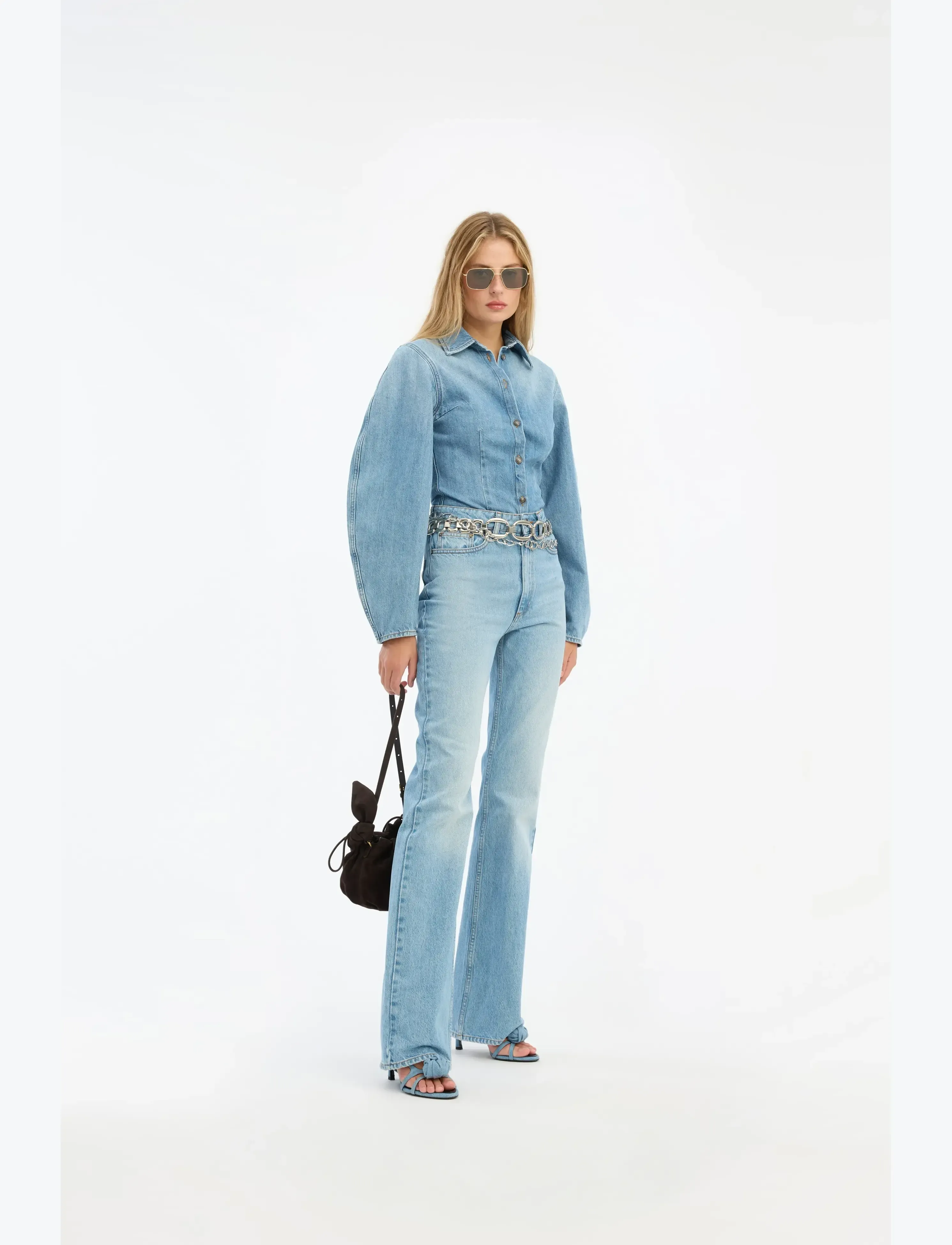 ROTATE Slim Bootcut Jeans, Kvinder, Slim Bootcut Jeans, Blå, Str: 29