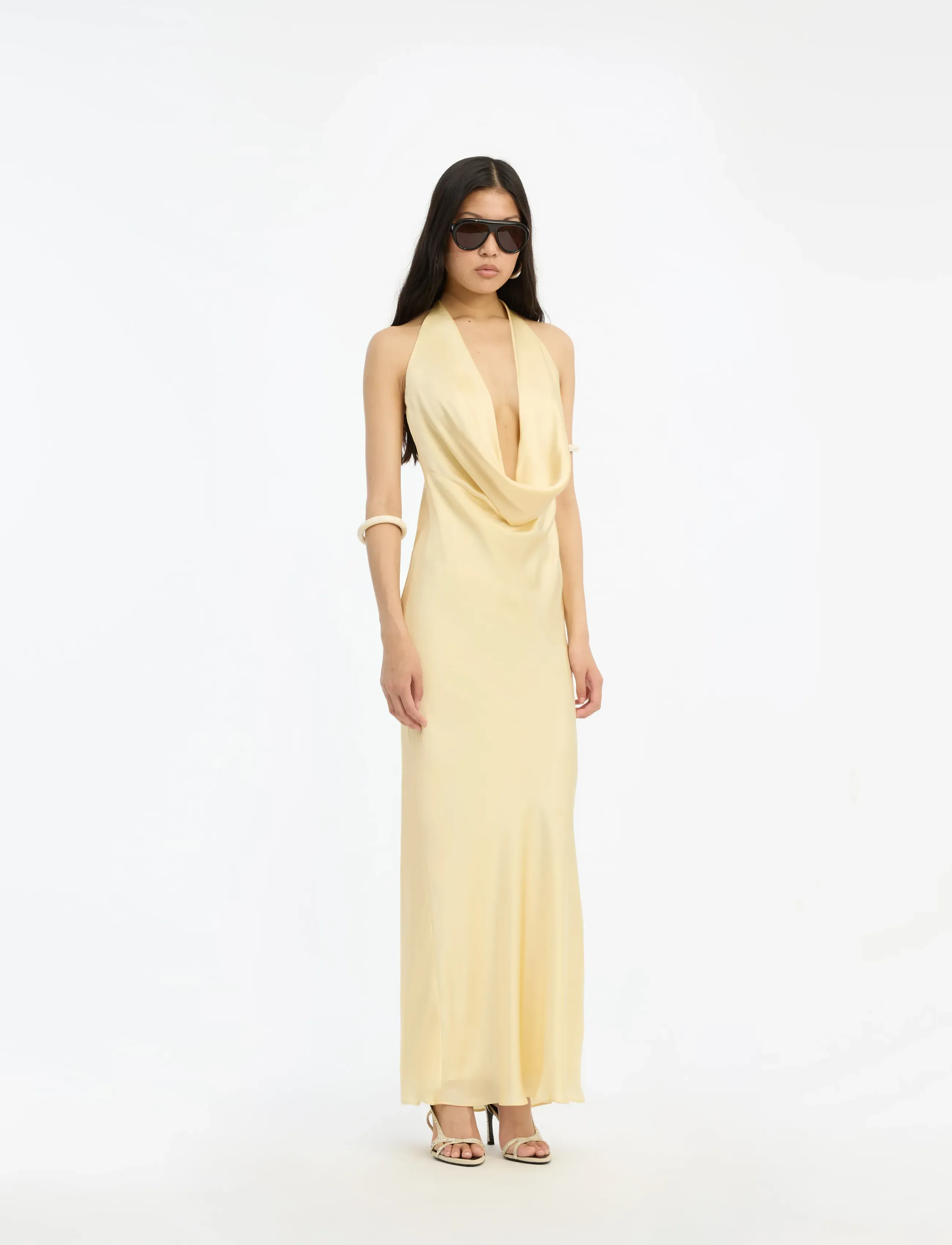 ROTATE Chiffon Halter Dress, 40, Designer, Gelb - Evening Dresses, Frauen