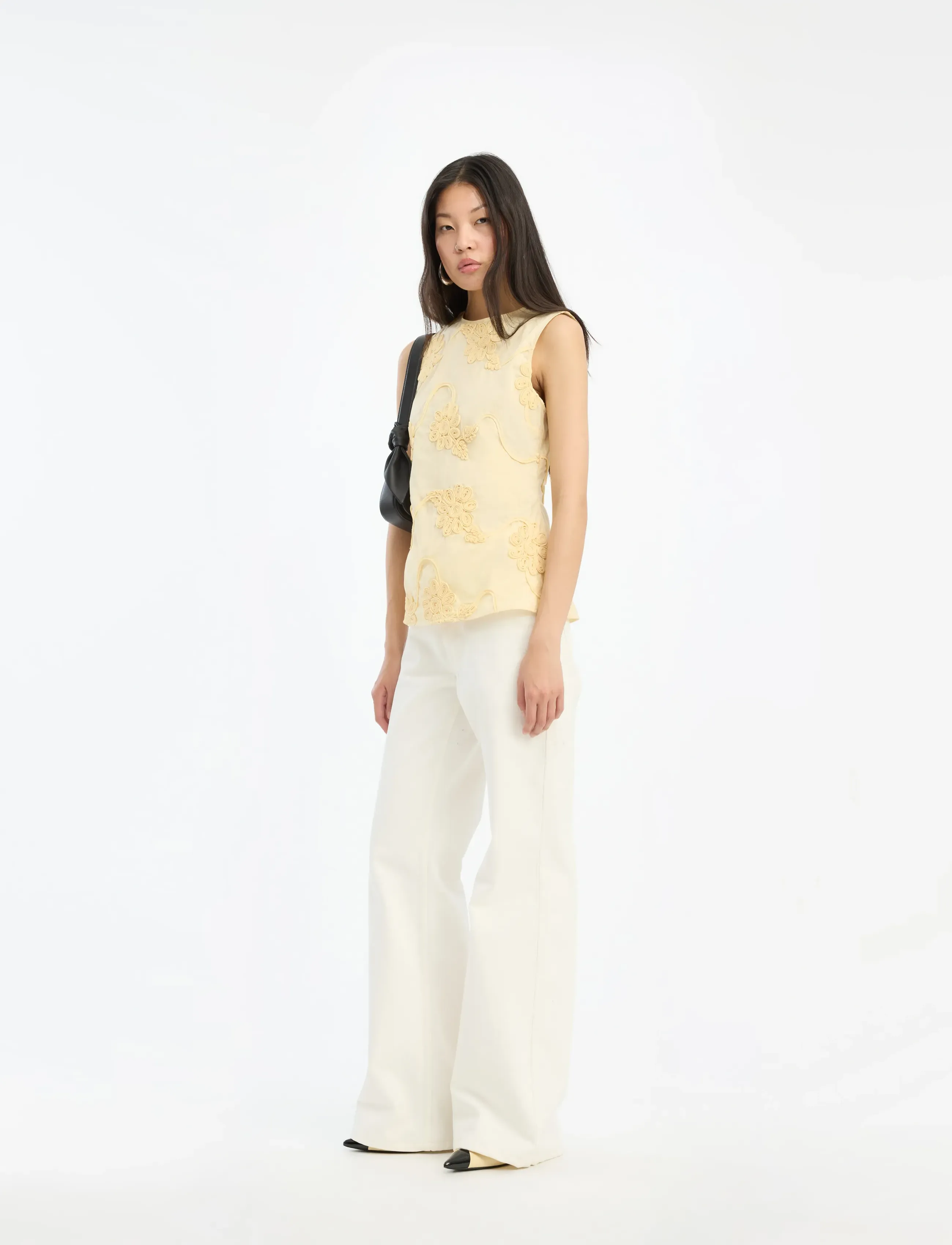 ROTATE Flower Sleeveless Top, Kvinder, Blomstret Ærmeløs Top, Gul, Str: 36