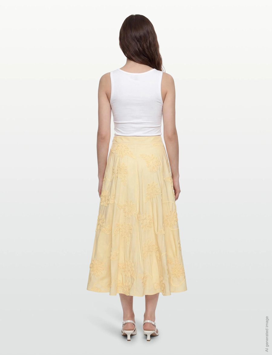 ROTATE - FLOWER MAXI SKIRT - midi skirts - italian straw - 4