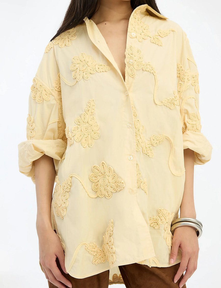 ROTATE - FLOWER OVERSIZED SHIRT - teksasärgid - italian straw - 3