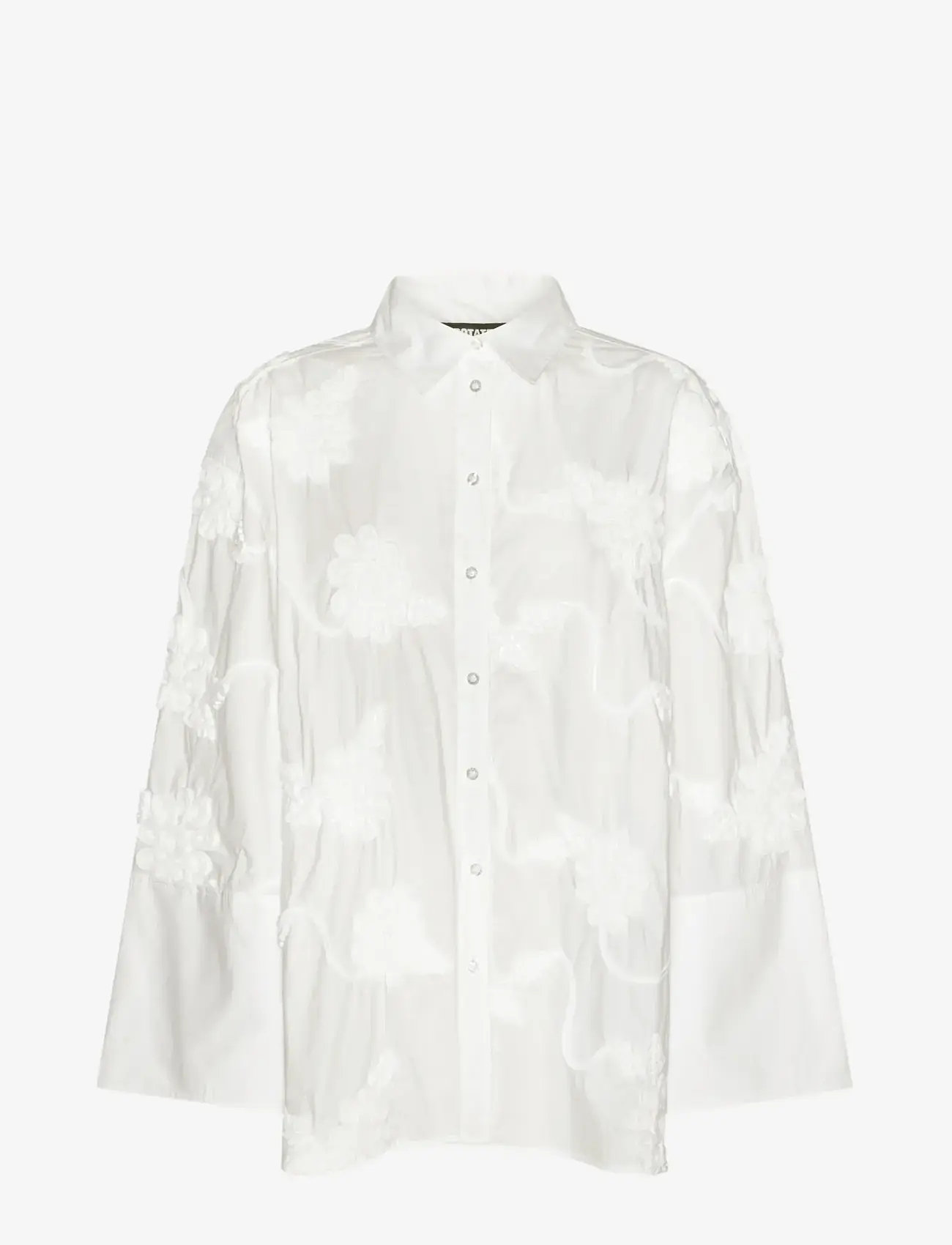 ROTATE Birger Christensen - FLOWER OVERSIZED SHIRT - jeansskjortor - bright white - 1