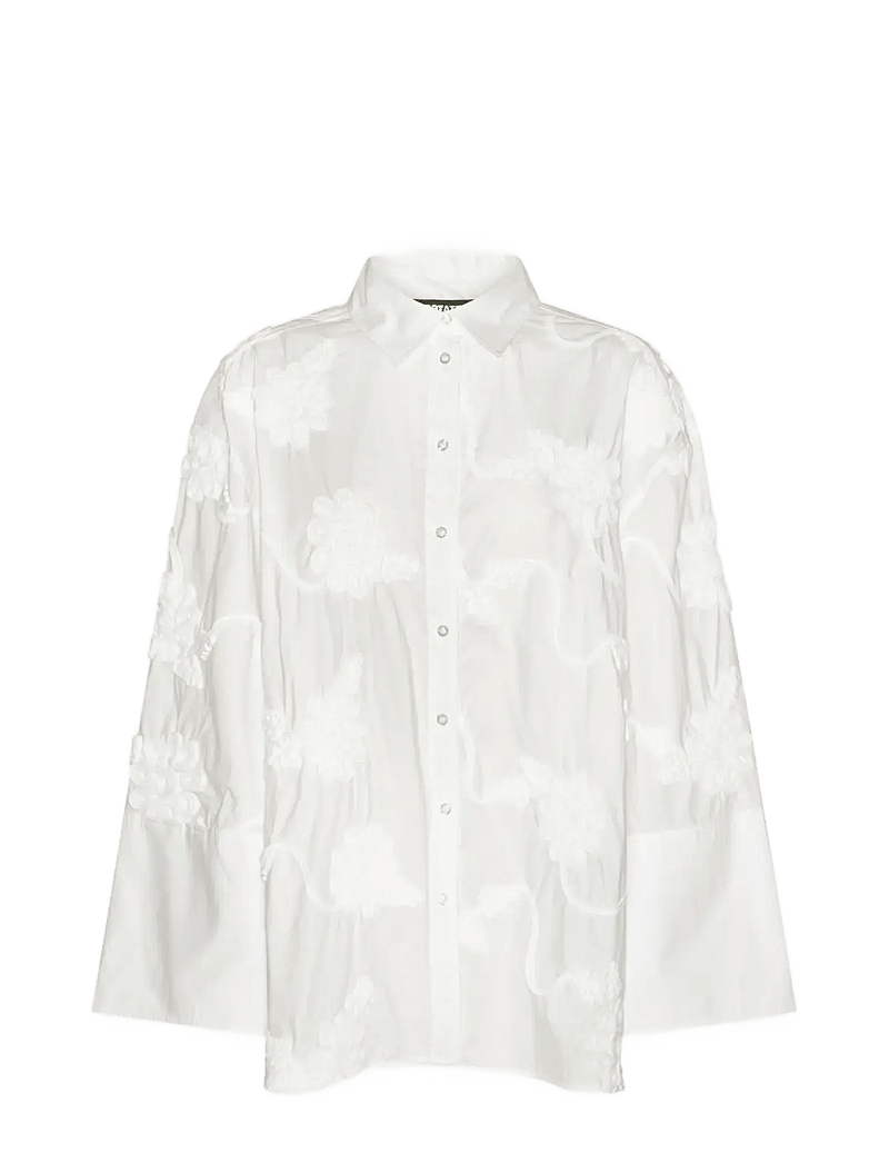 ROTATE Birger Christensen - FLOWER OVERSIZED SHIRT - jeansskjortor - bright white - 1