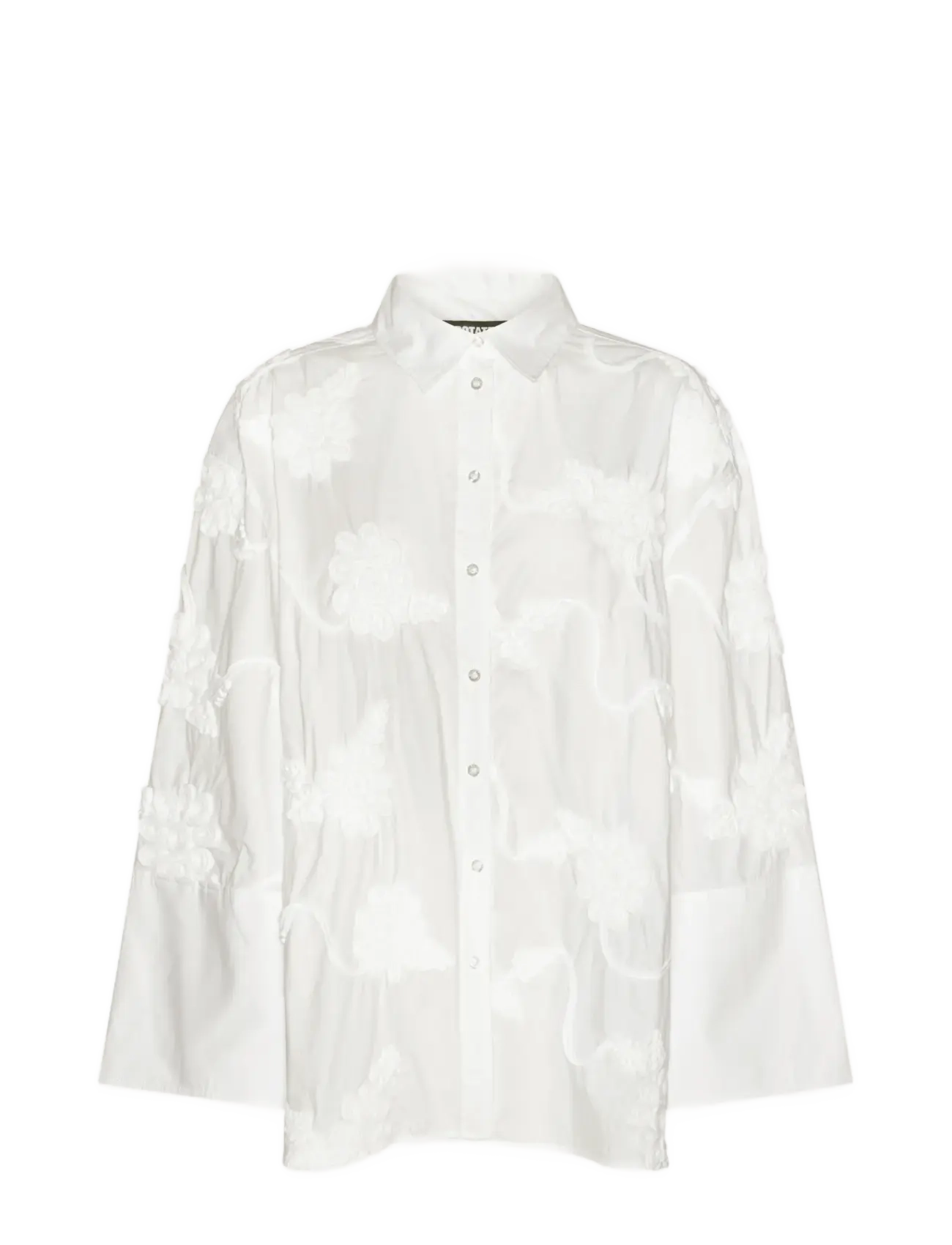 ROTATE FLOWER OVERSIZED SHIRT - Bluser & Skjorter - BRIGHT WHITE / white