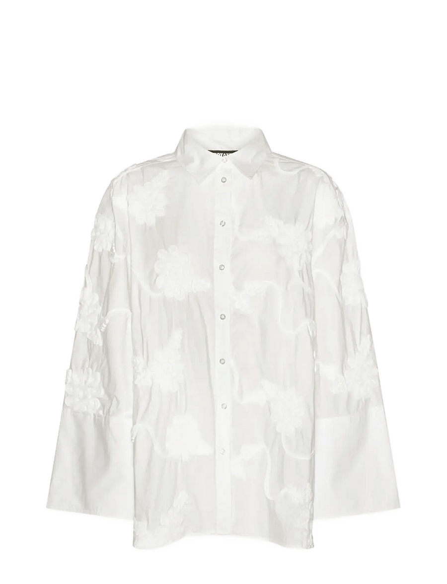 ROTATE - FLOWER OVERSIZED SHIRT - jeansskjortor - bright white - 1