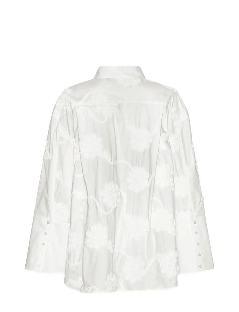 ROTATE Birger Christensen - FLOWER OVERSIZED SHIRT - jeansskjortor - bright white - 2