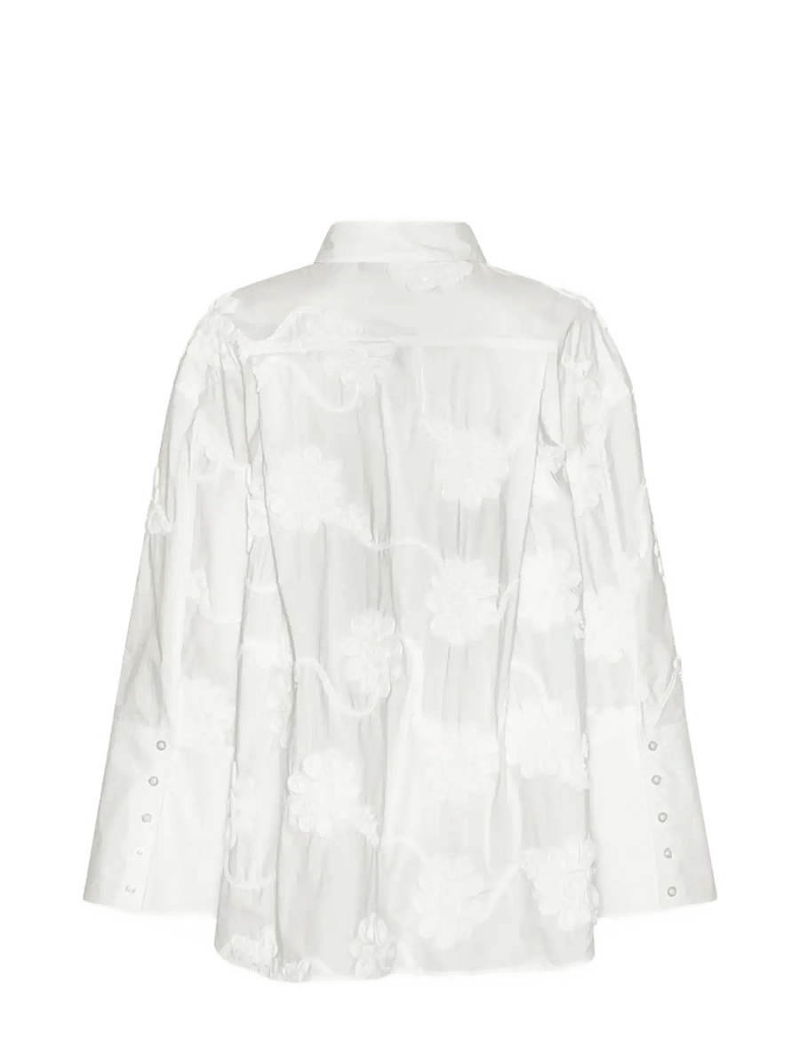 ROTATE - FLOWER OVERSIZED SHIRT - jeansskjortor - bright white - 2