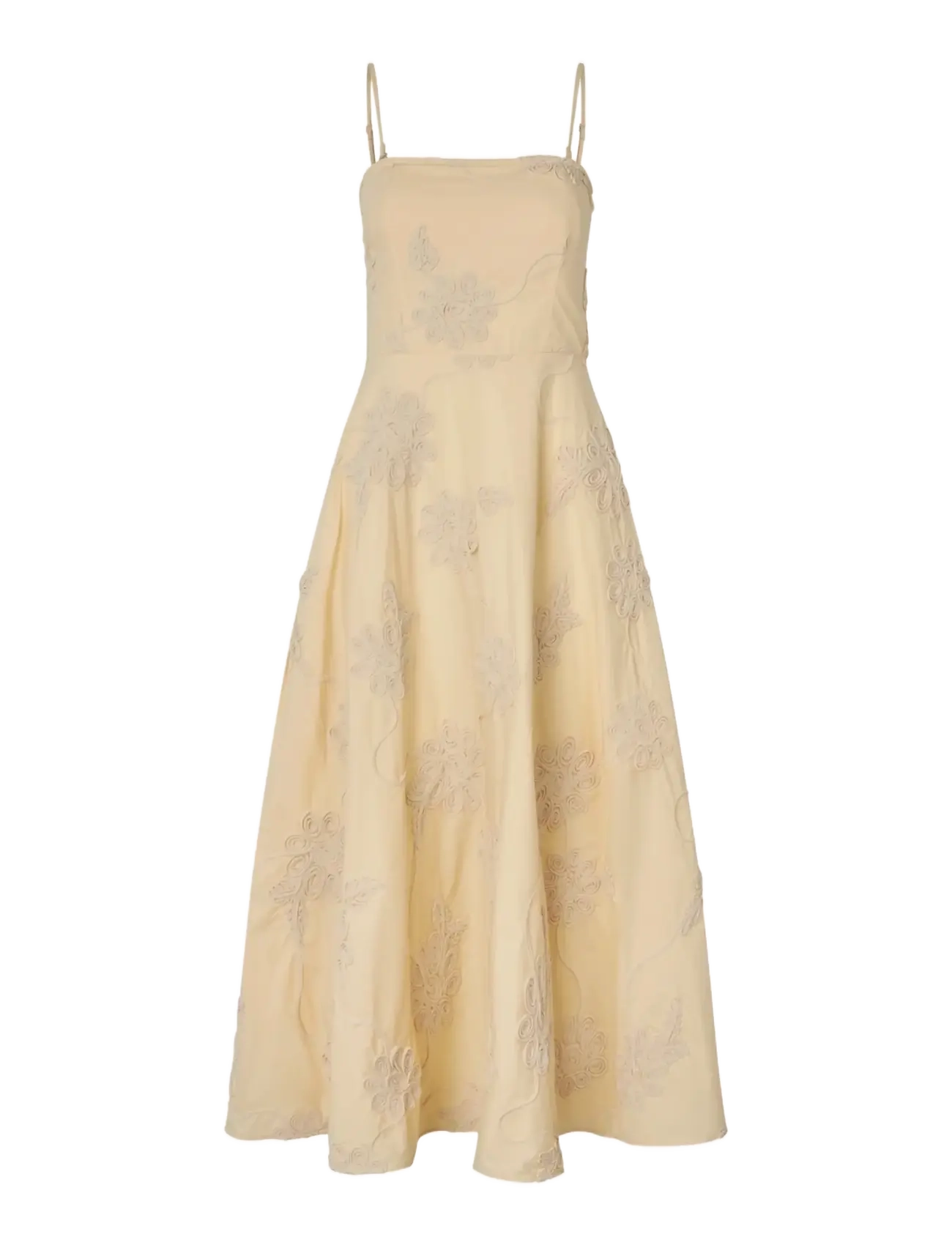 ROTATE FLARED MIDI STRAP DRESS - Naujienos - ITALIAN STRAW / yellow