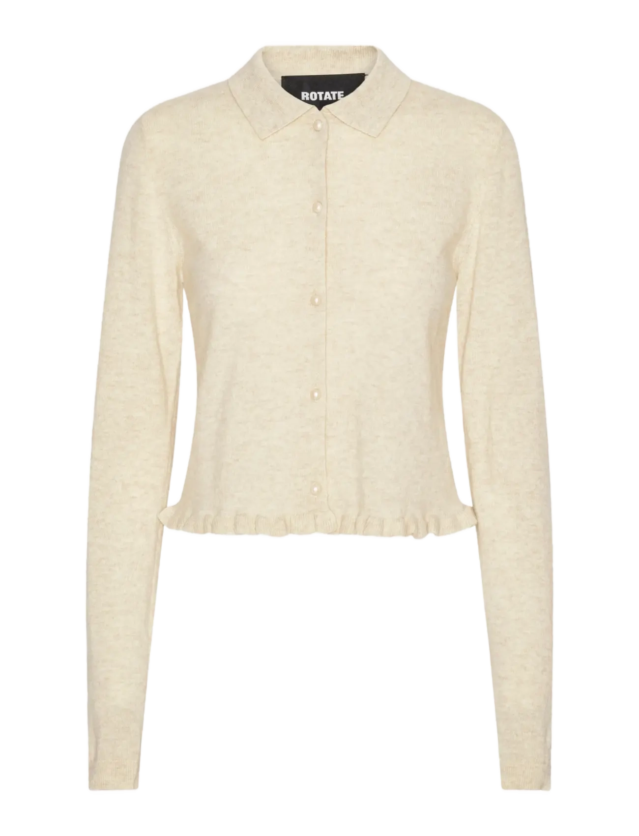 ROTATE Birger Christensen Knitted polo cardigan - Nyheter - OXFORD TAN / cream